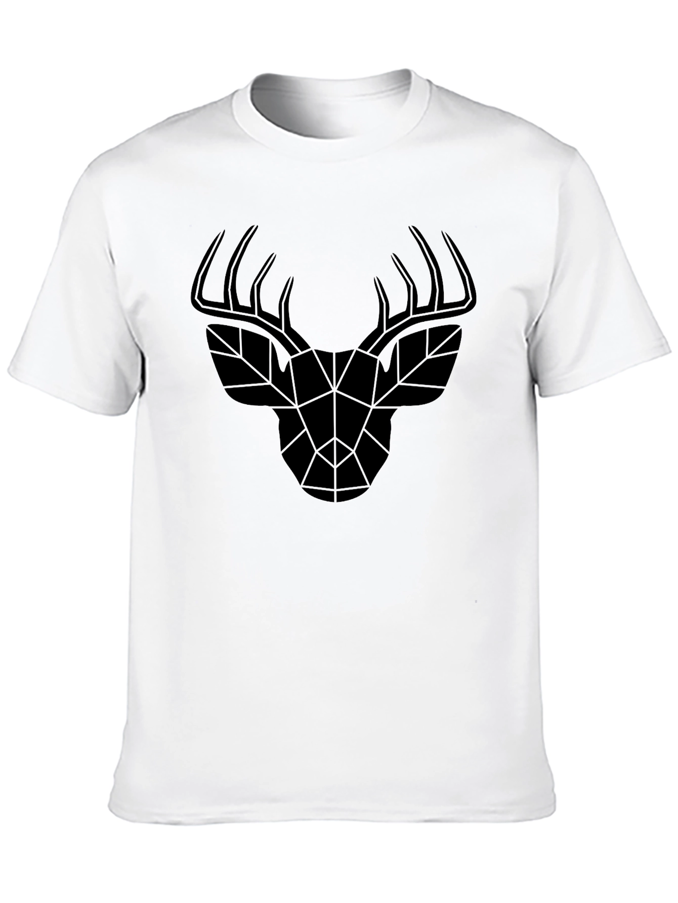 Geometric Deer Head Black T-Shirt