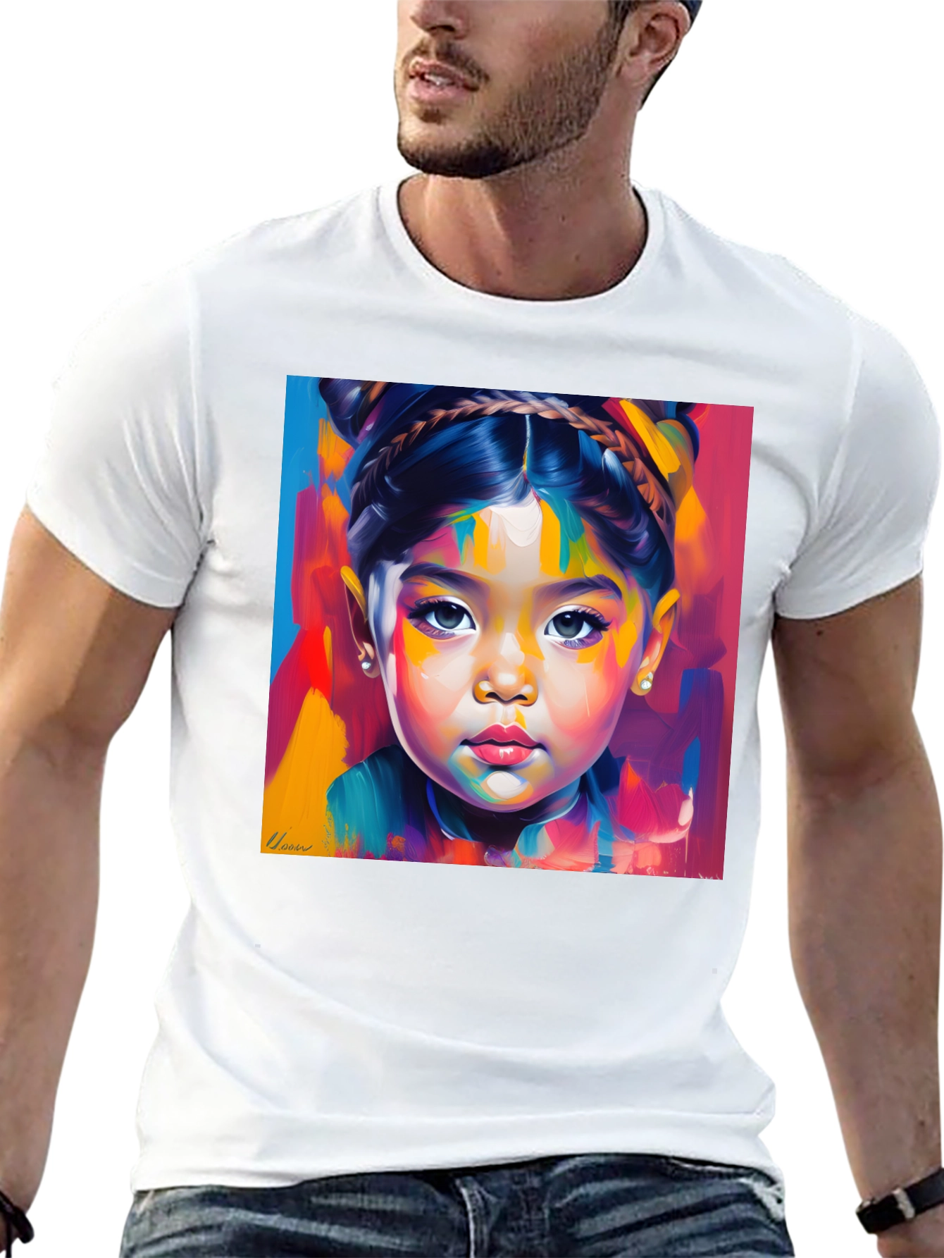 Artistic Portrait Black T-Shirt