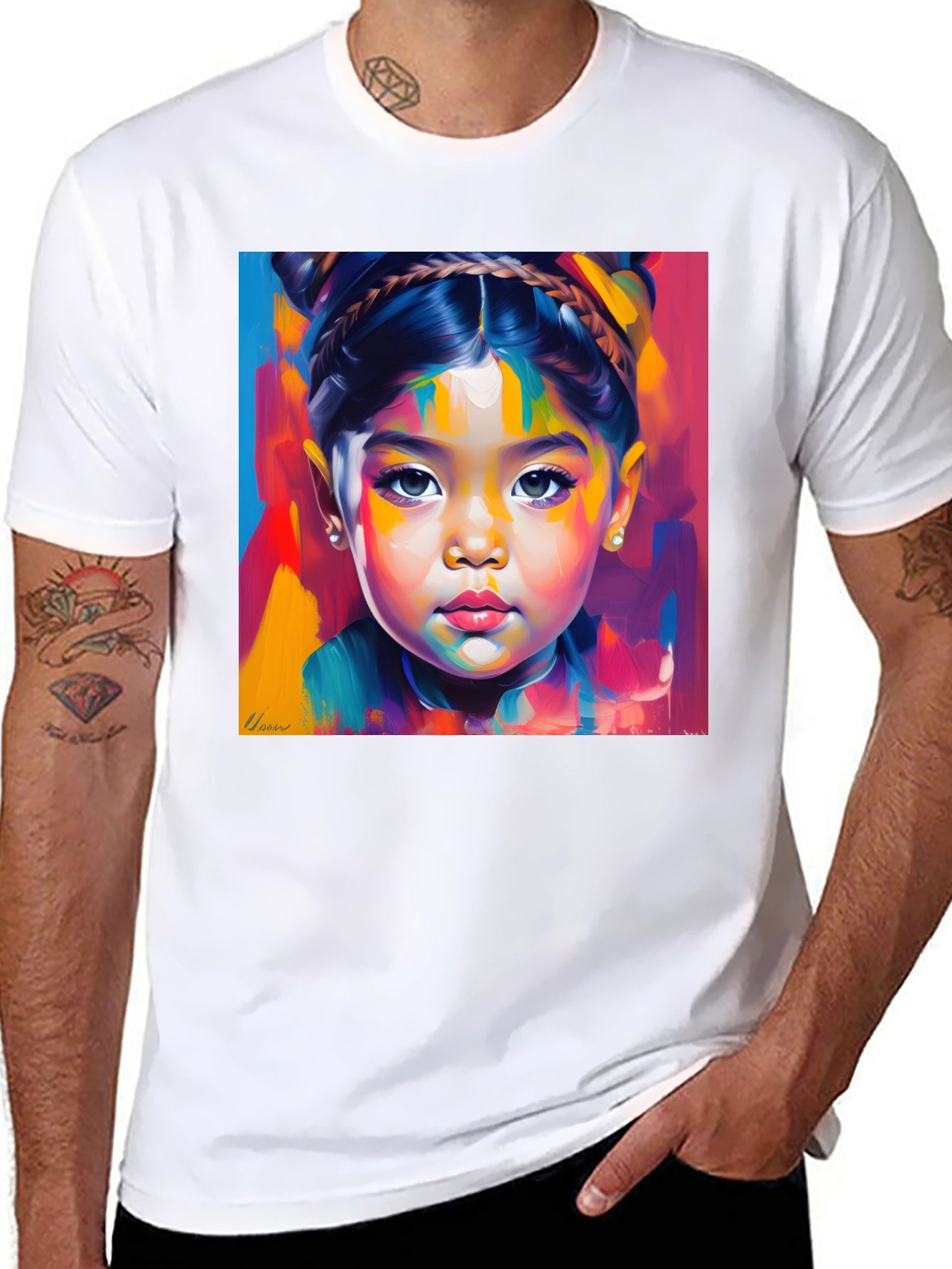Artistic Portrait Black T-Shirt
