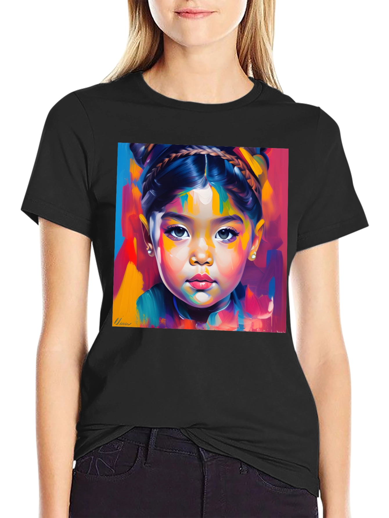 Artistic Portrait Black T-Shirt