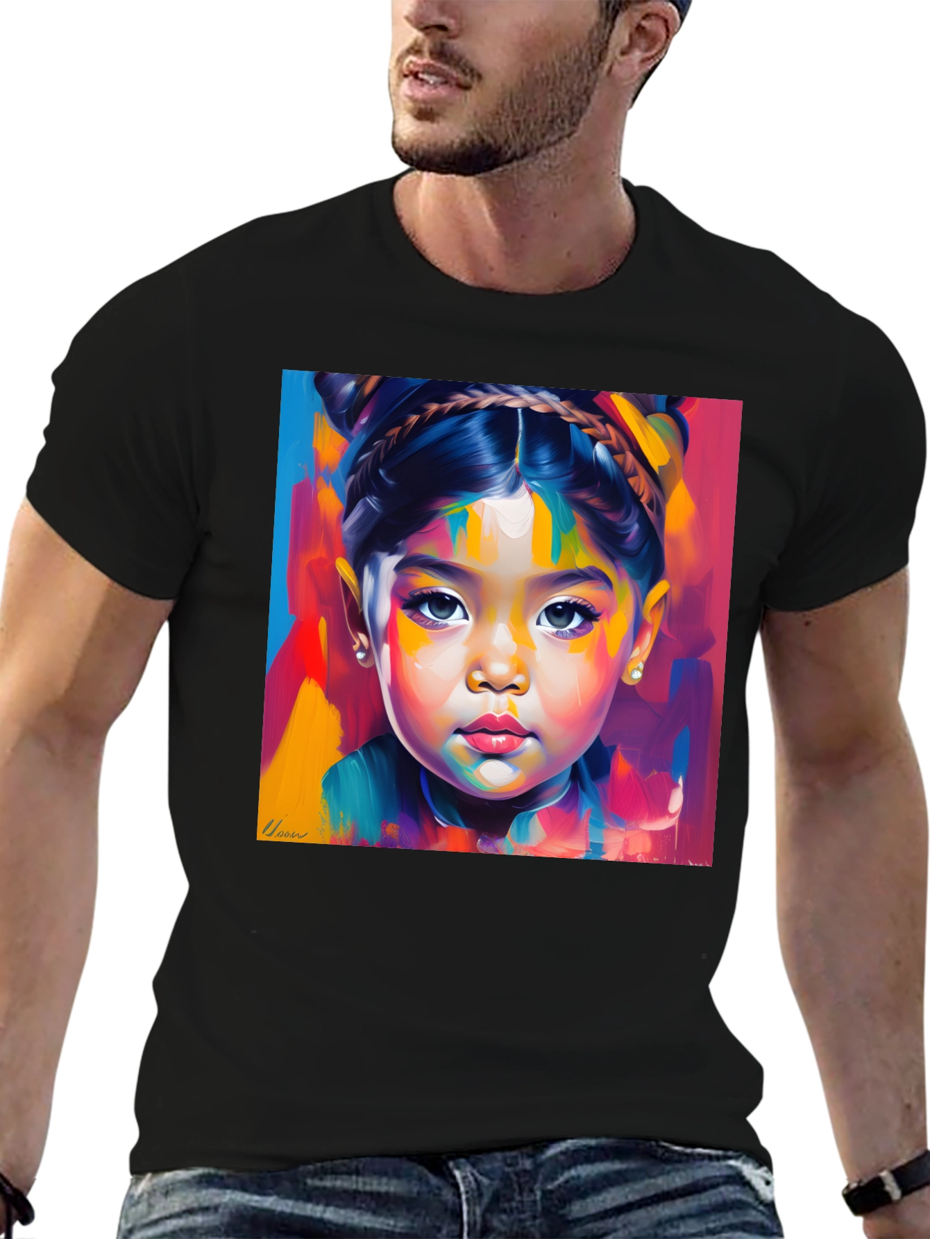Artistic Portrait Black T-Shirt
