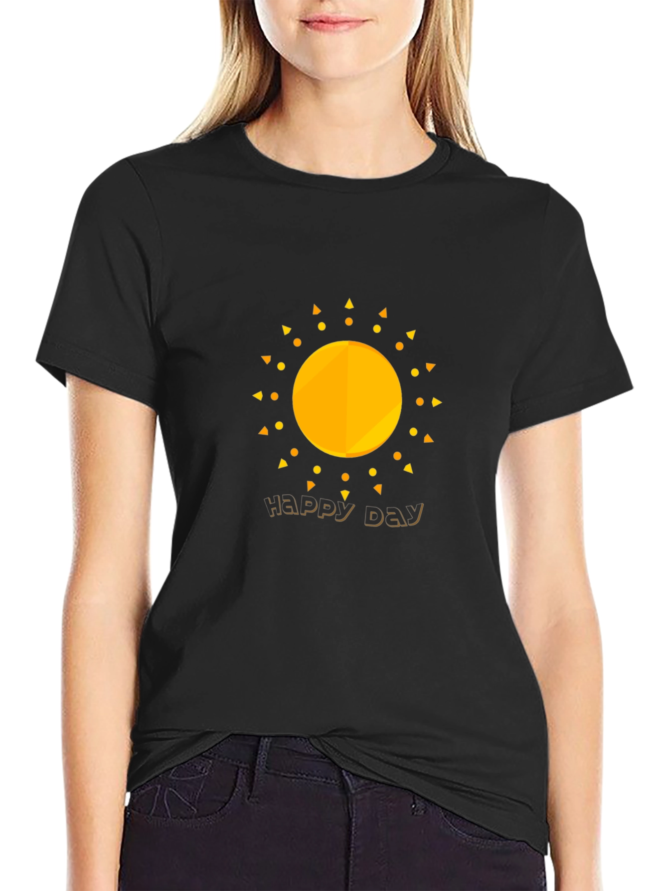 Happy Day Graphic Tee - Black Cotton T-Shirt