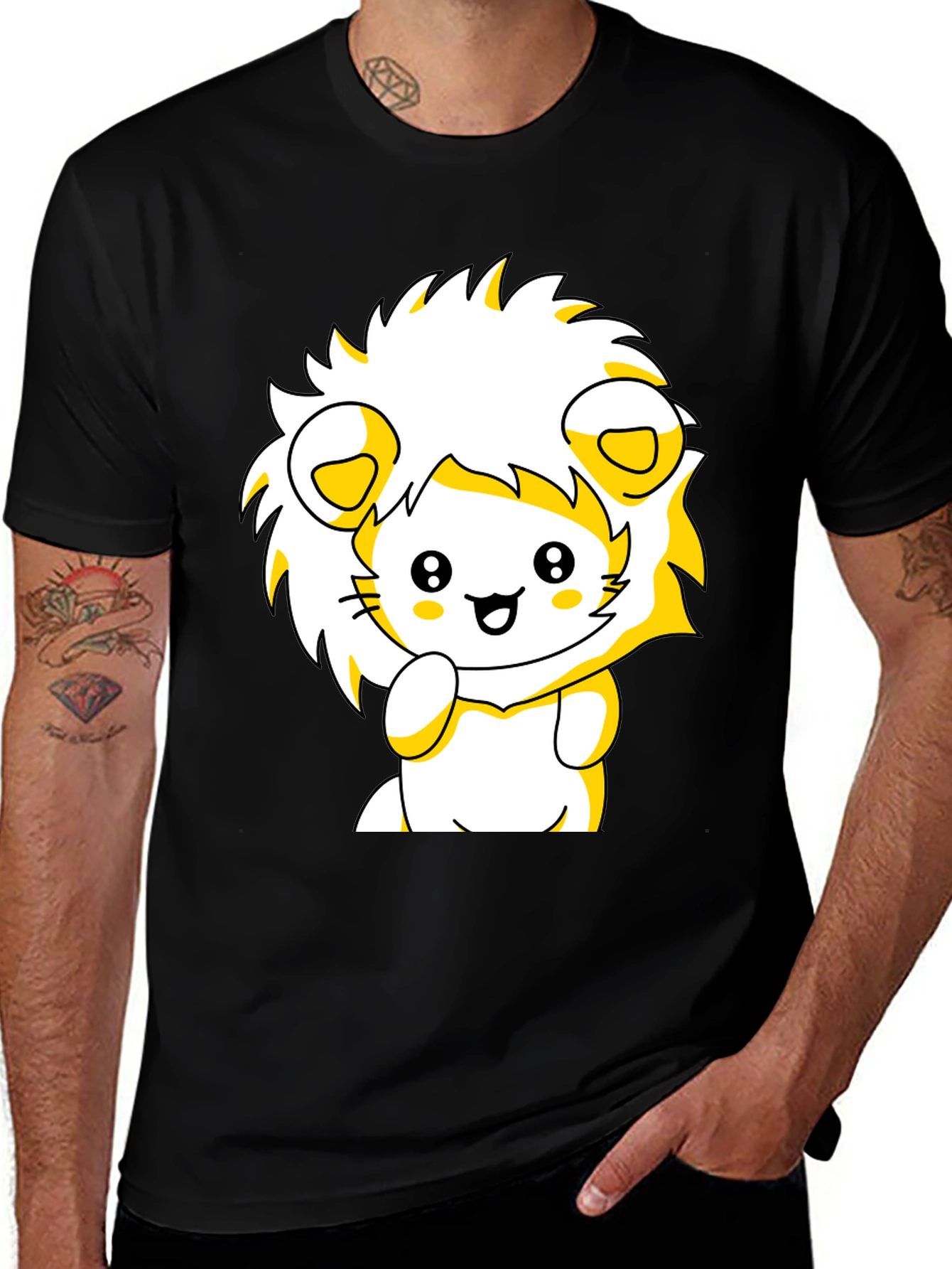 Cute Lion Graphic Tee - Black