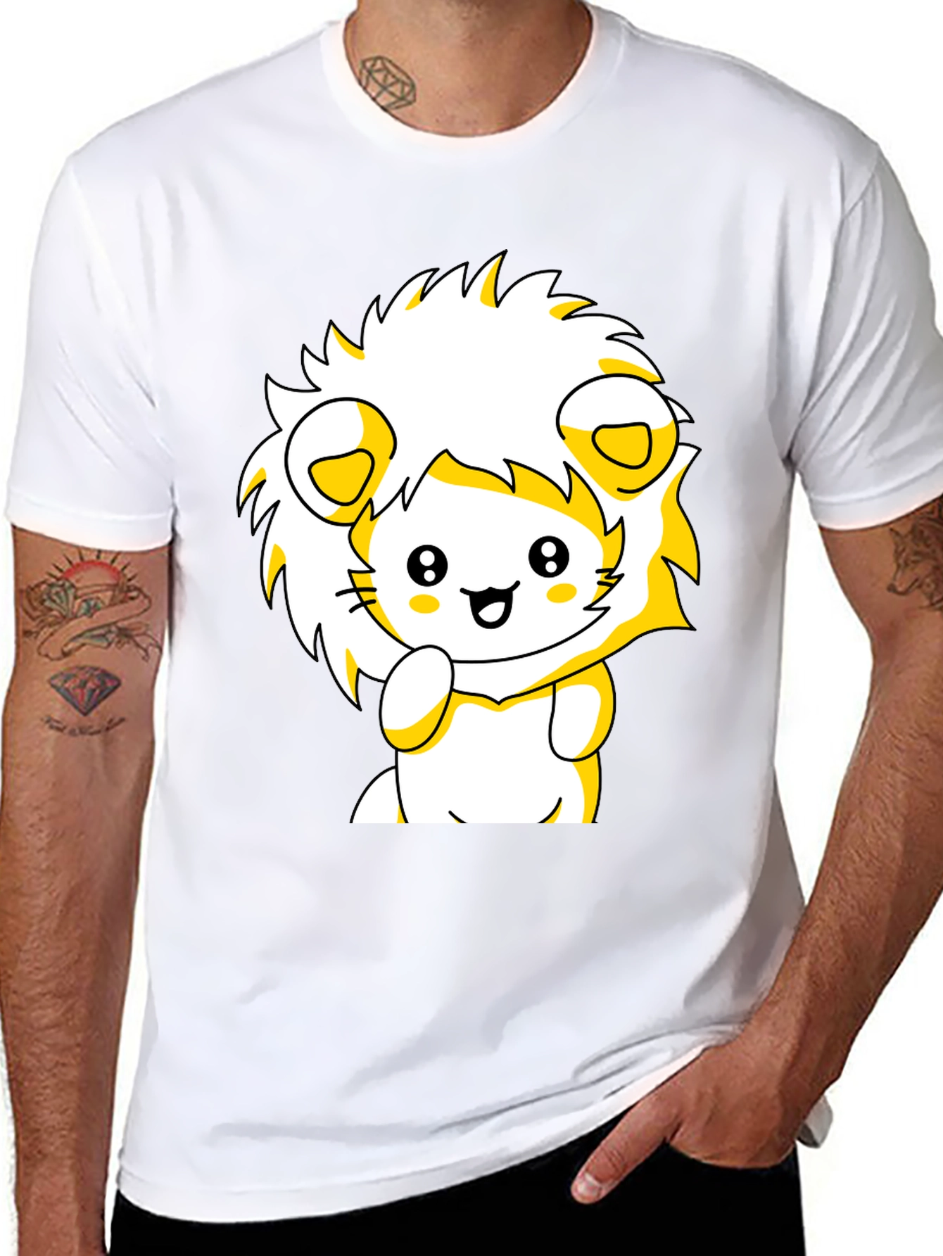 Cute Lion Graphic Tee - Black
