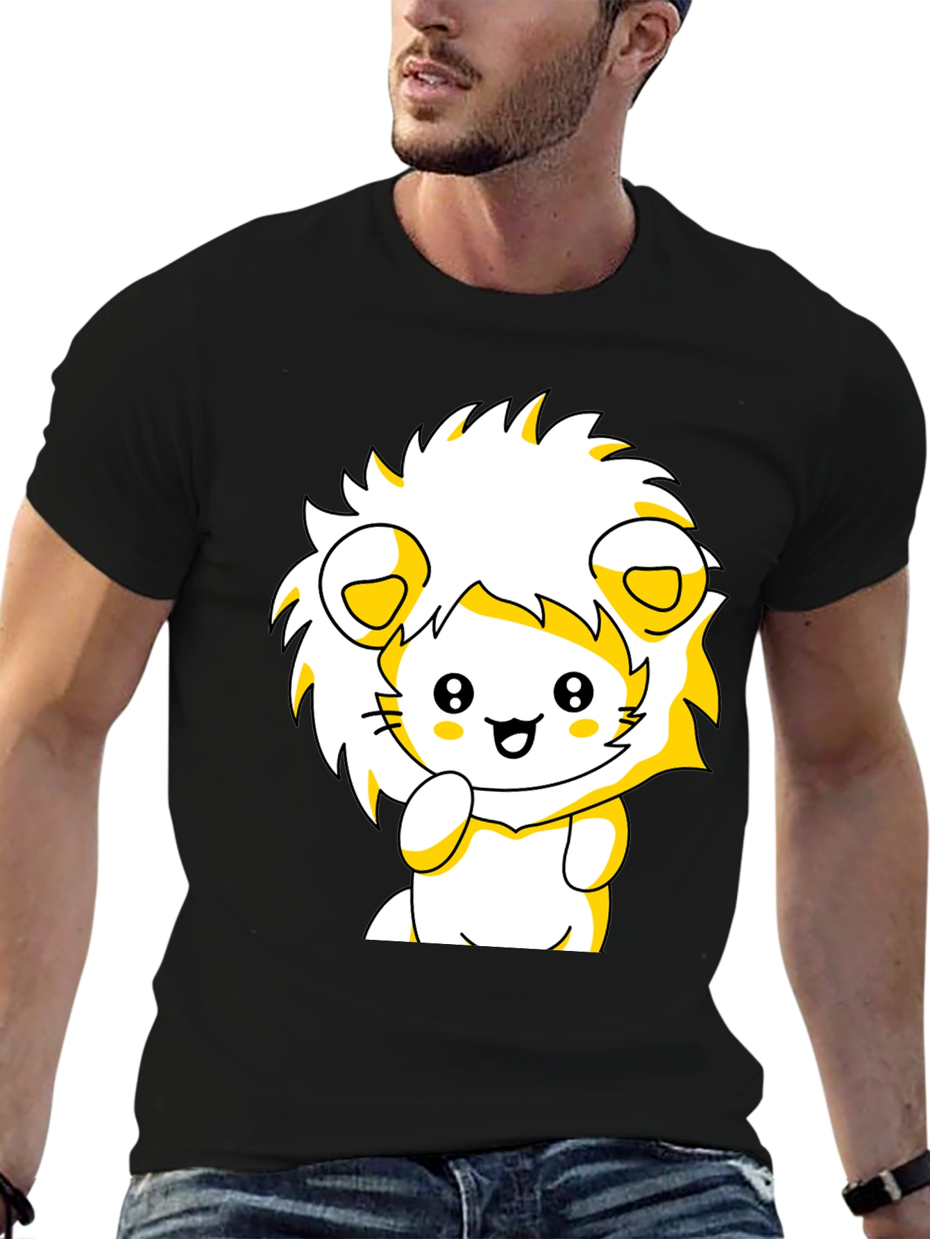 Cute Lion Graphic Tee - Black