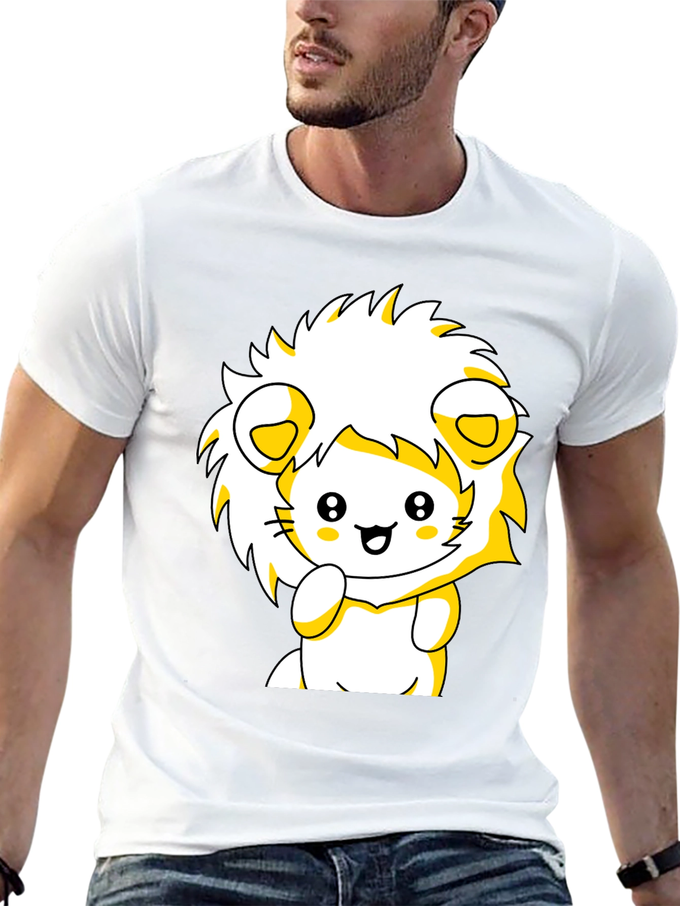 Cute Lion Graphic Tee - Black