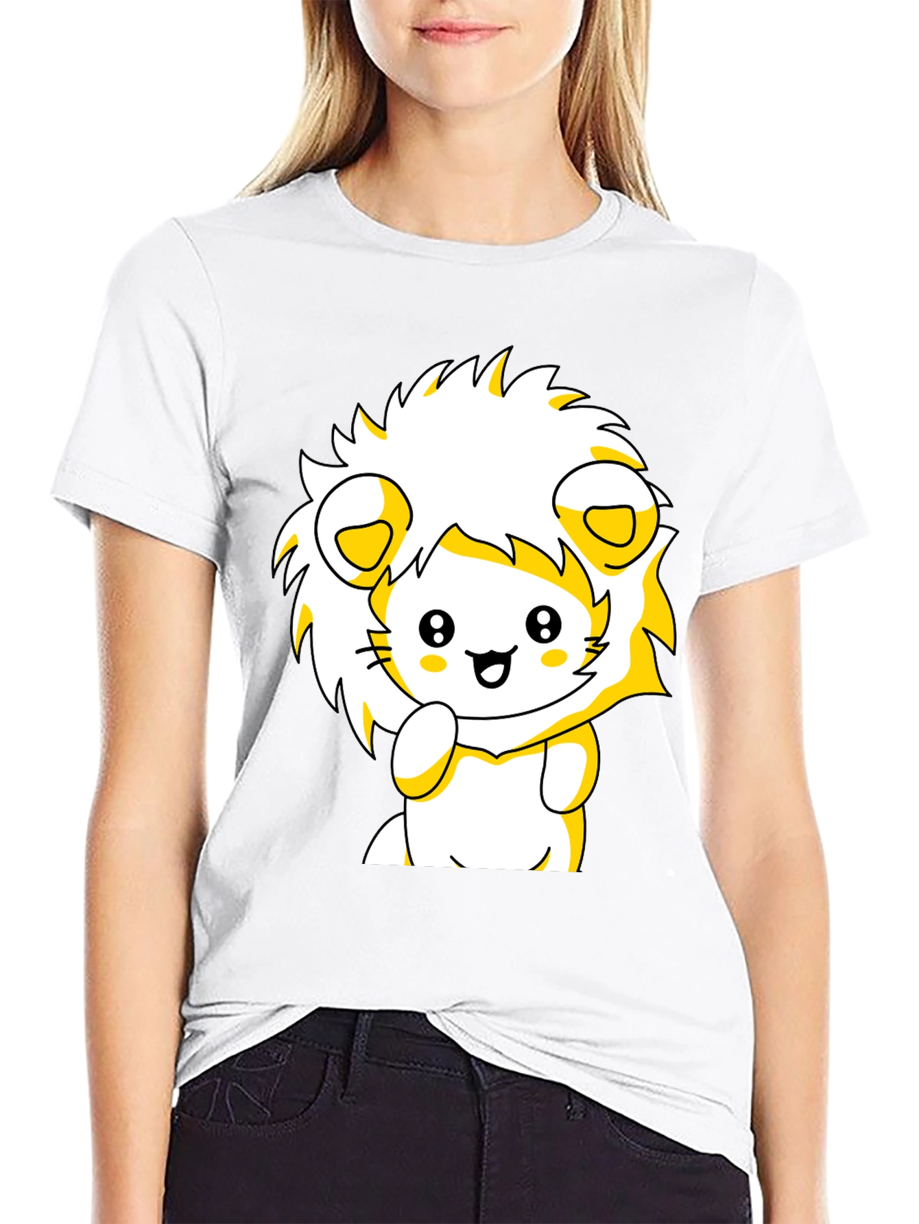 Cute Lion Graphic Tee - Black