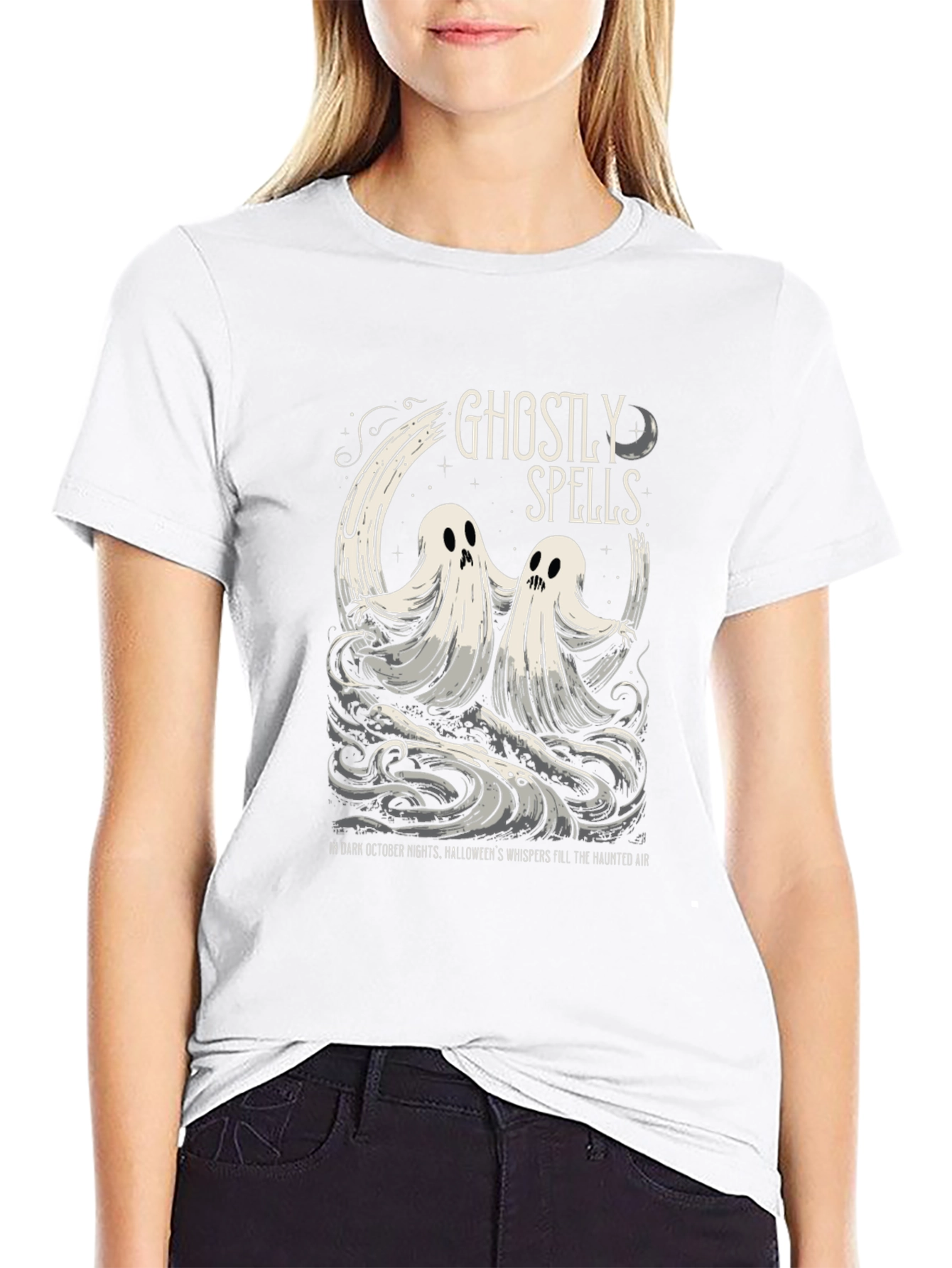 Ghostly Spells Graphic Tee - Halloween Shirt