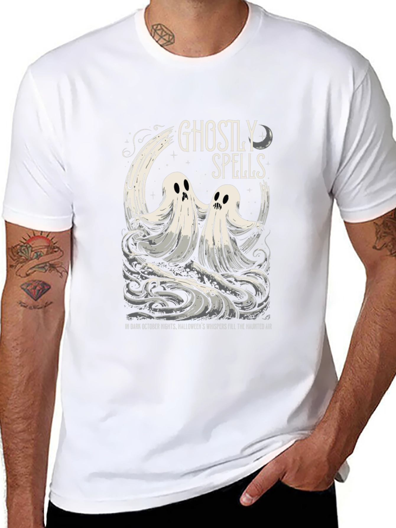 Ghostly Spells Graphic Tee - Halloween Shirt