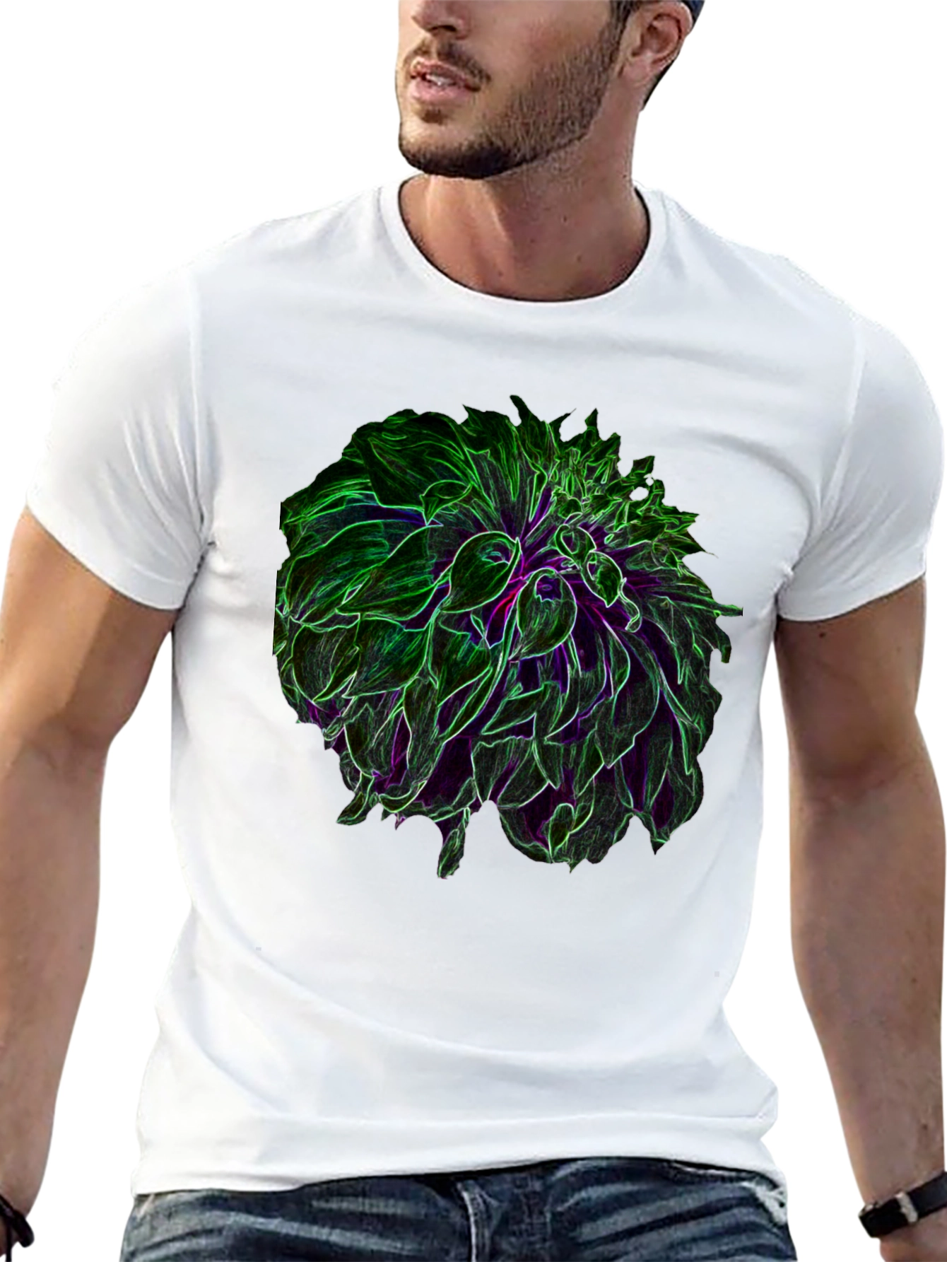 Neon Floral Graphic Black T-Shirt