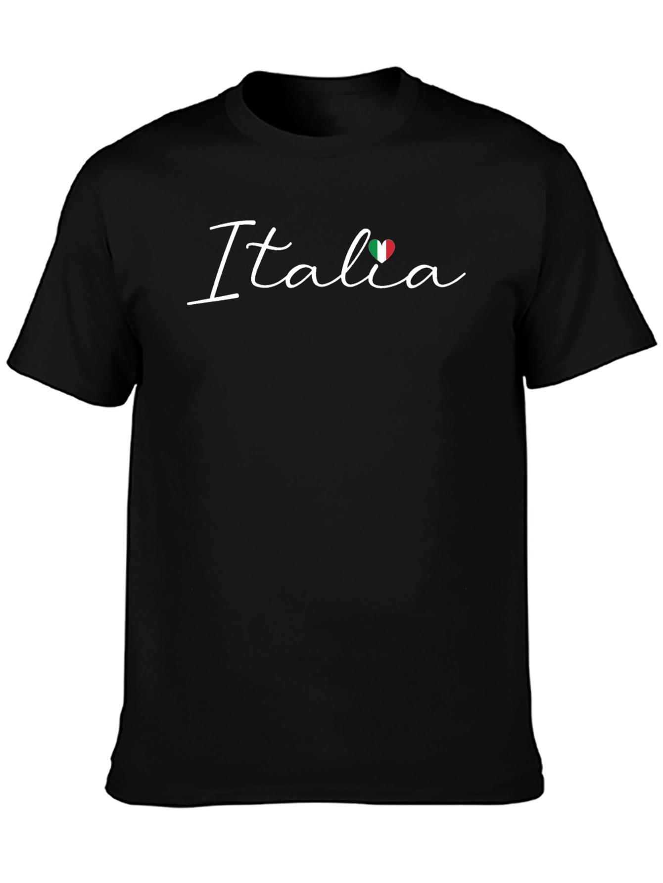 Italia Heart Flag Graphic Black T-Shirt
