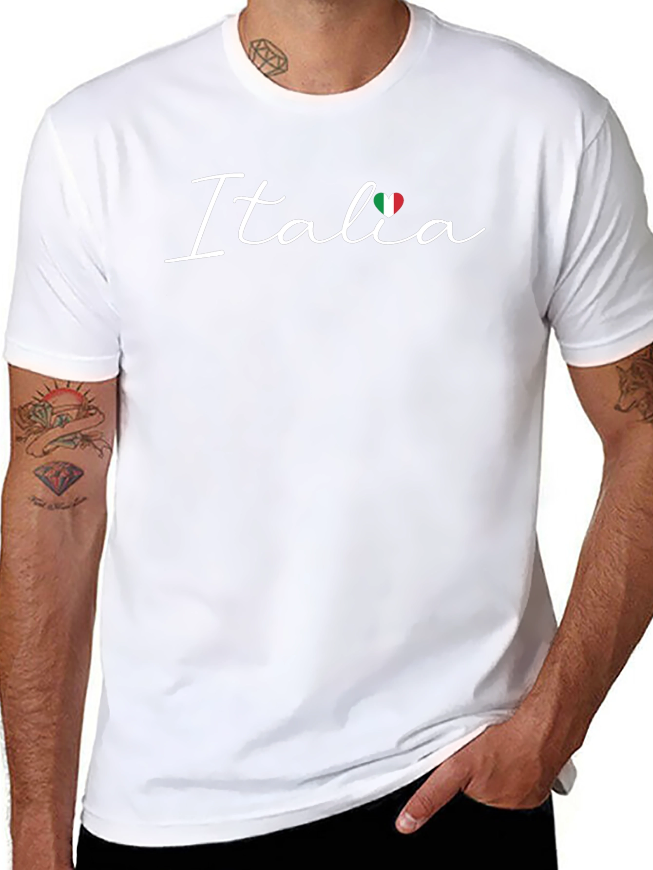 Italia Heart Flag Graphic Black T-Shirt