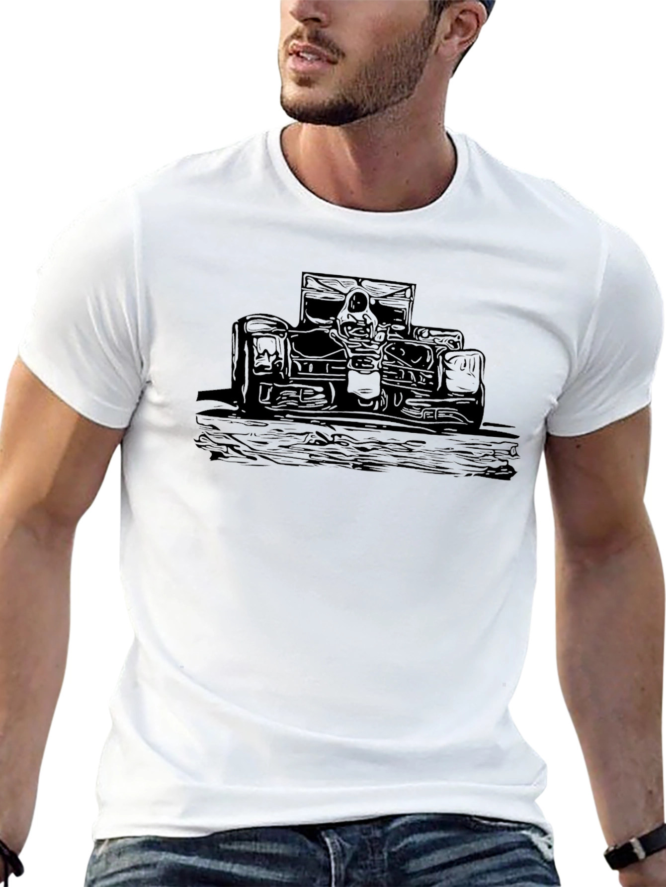 Black Race Car Graphic Tee