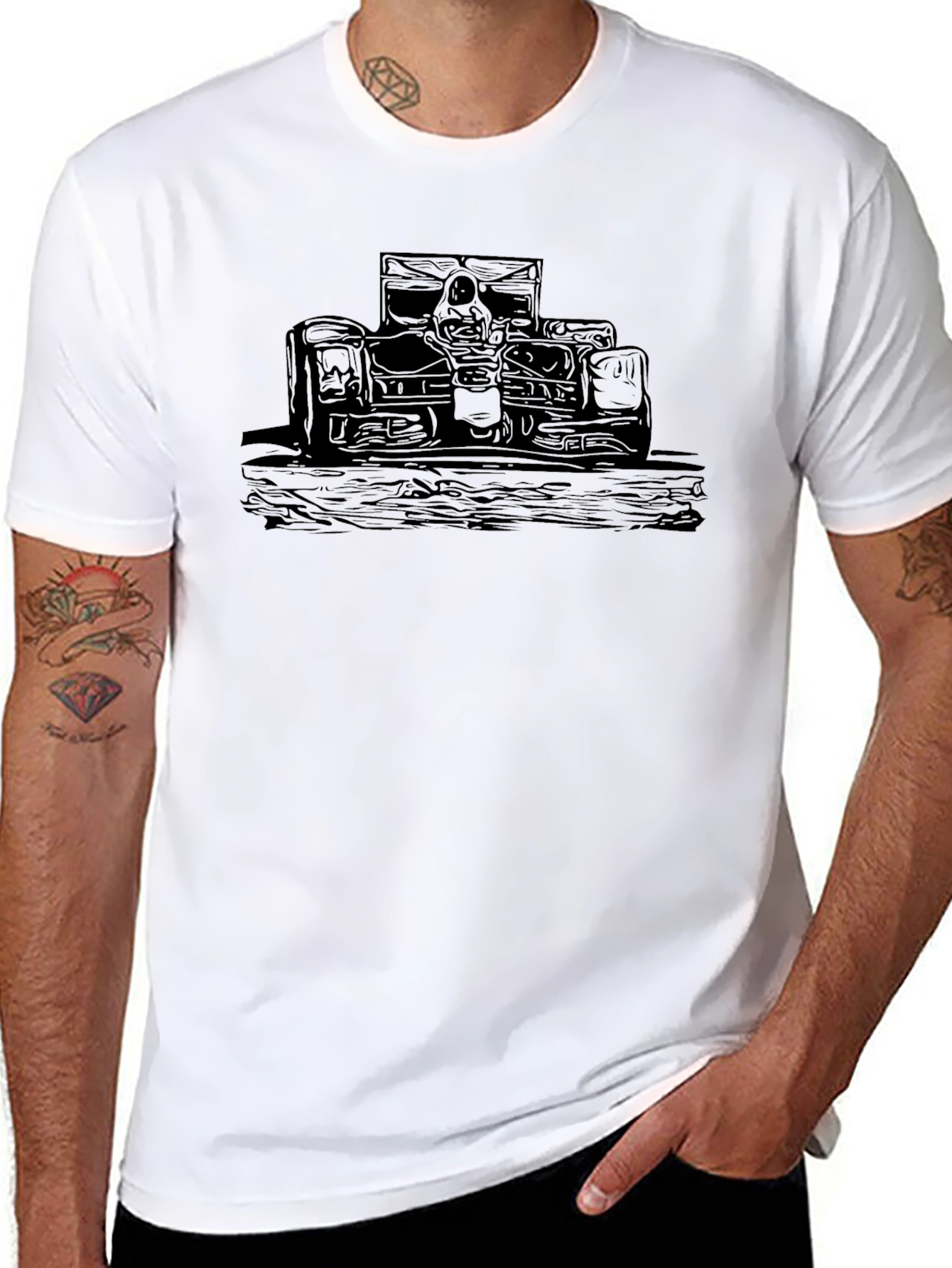 Black Race Car Graphic Tee