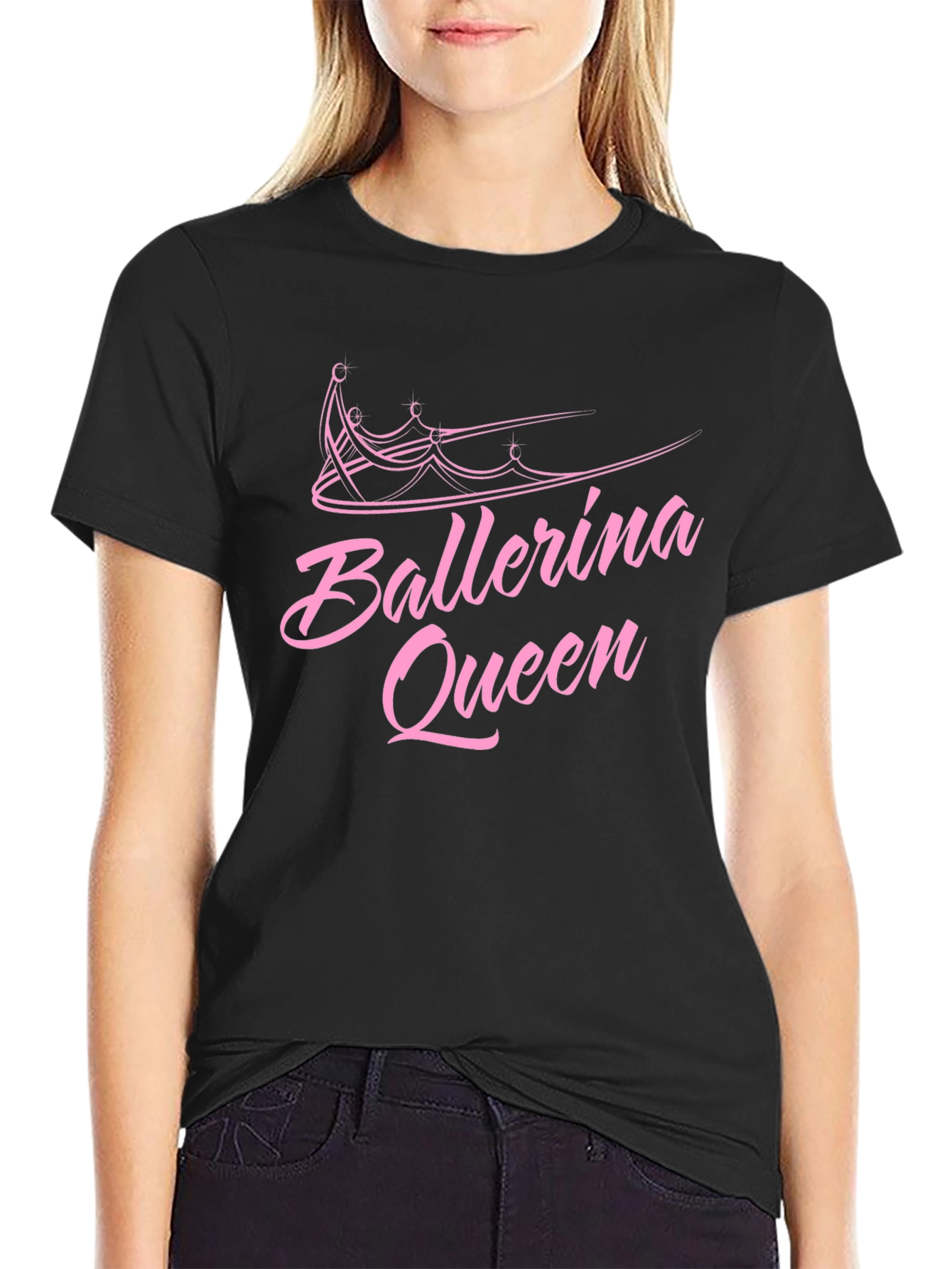 Ballerina Queen Black Graphic T-Shirt
