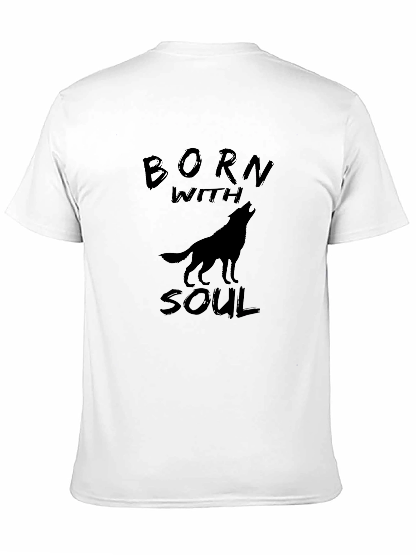Born With Soul Wolf Graphic Black T-Shirt