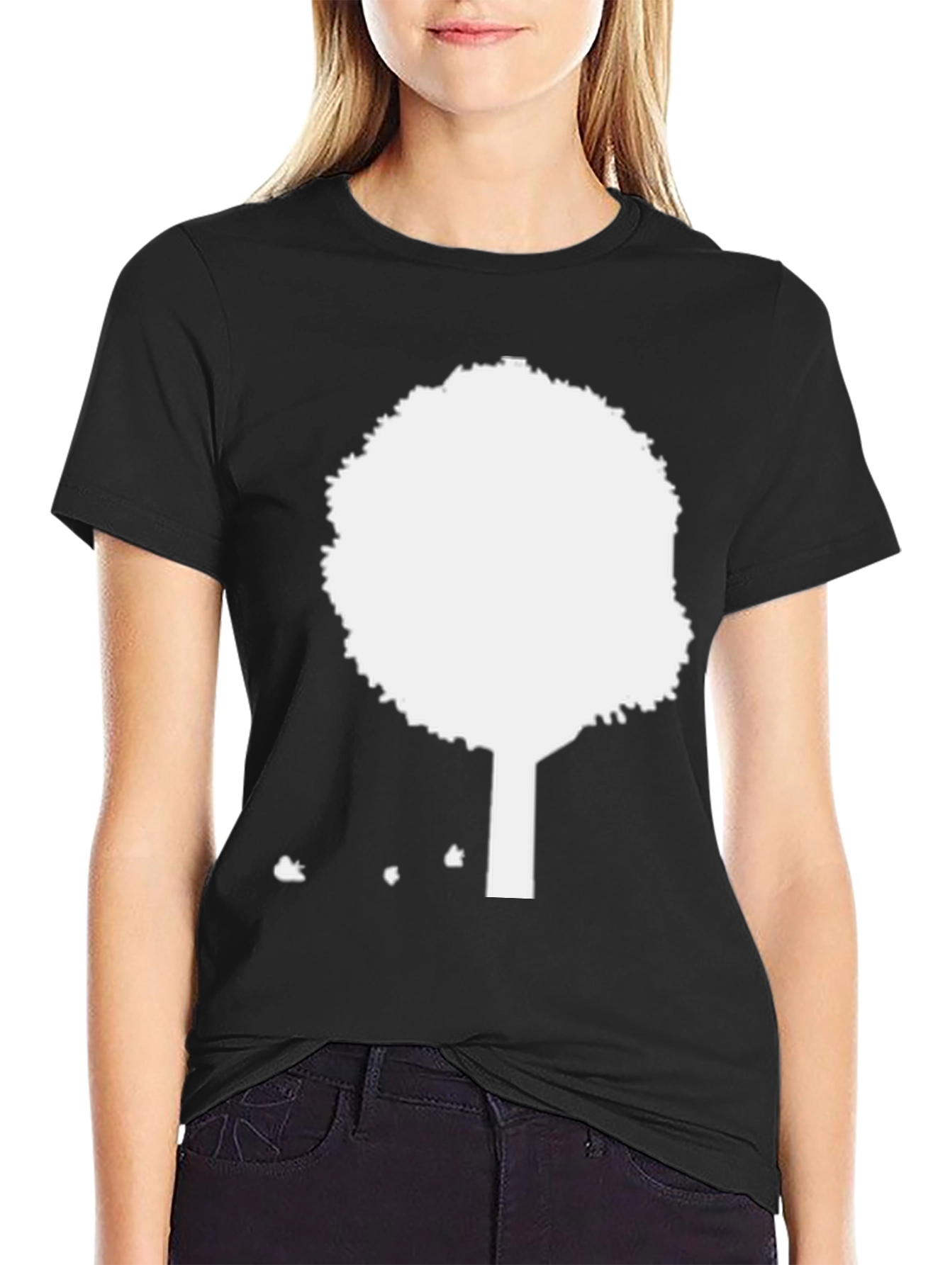 Modern Tree Graphic Tee - Black Cotton Casual Shirt