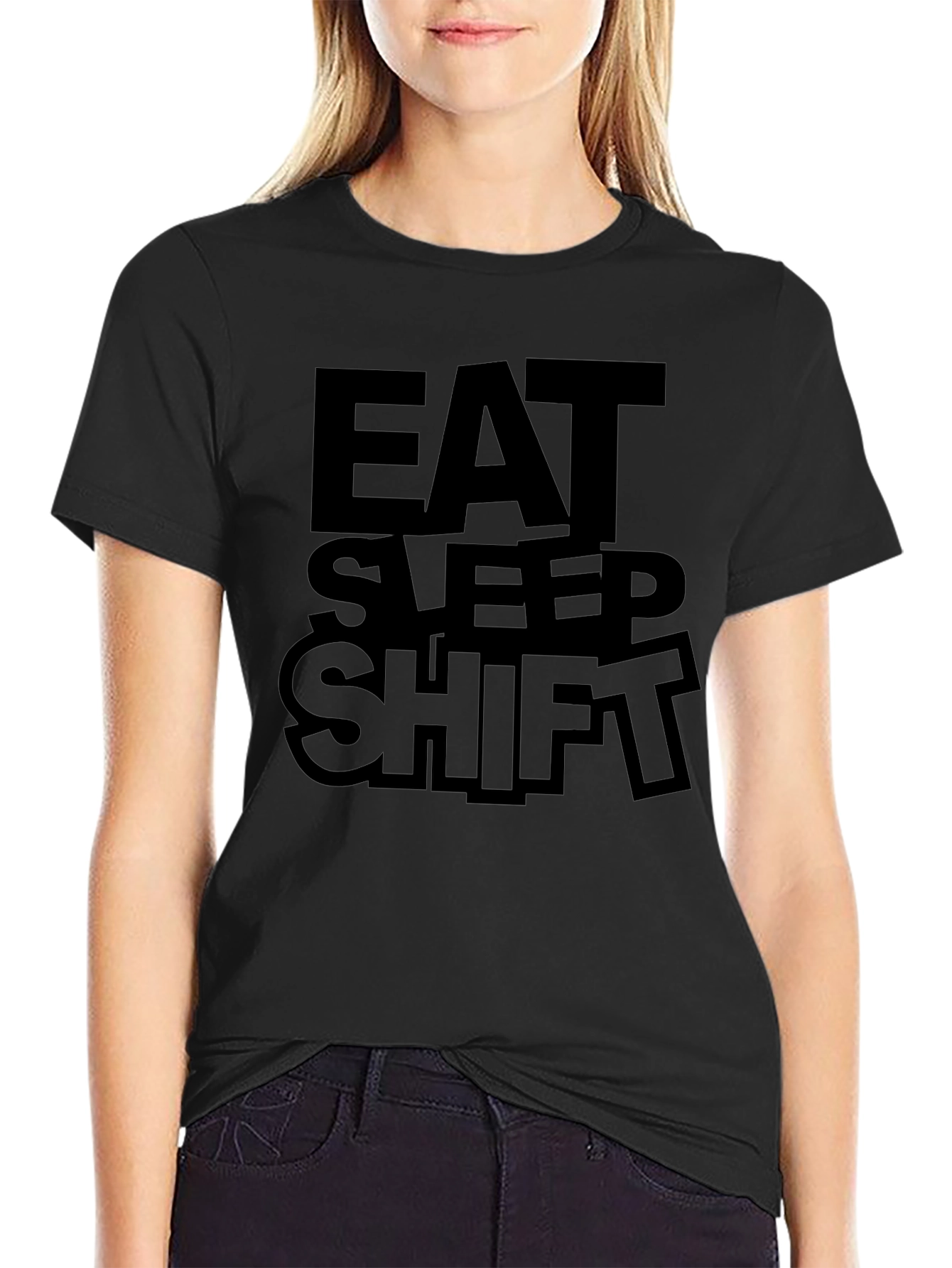 Eat Sleep Shift Graphic Tee - Black