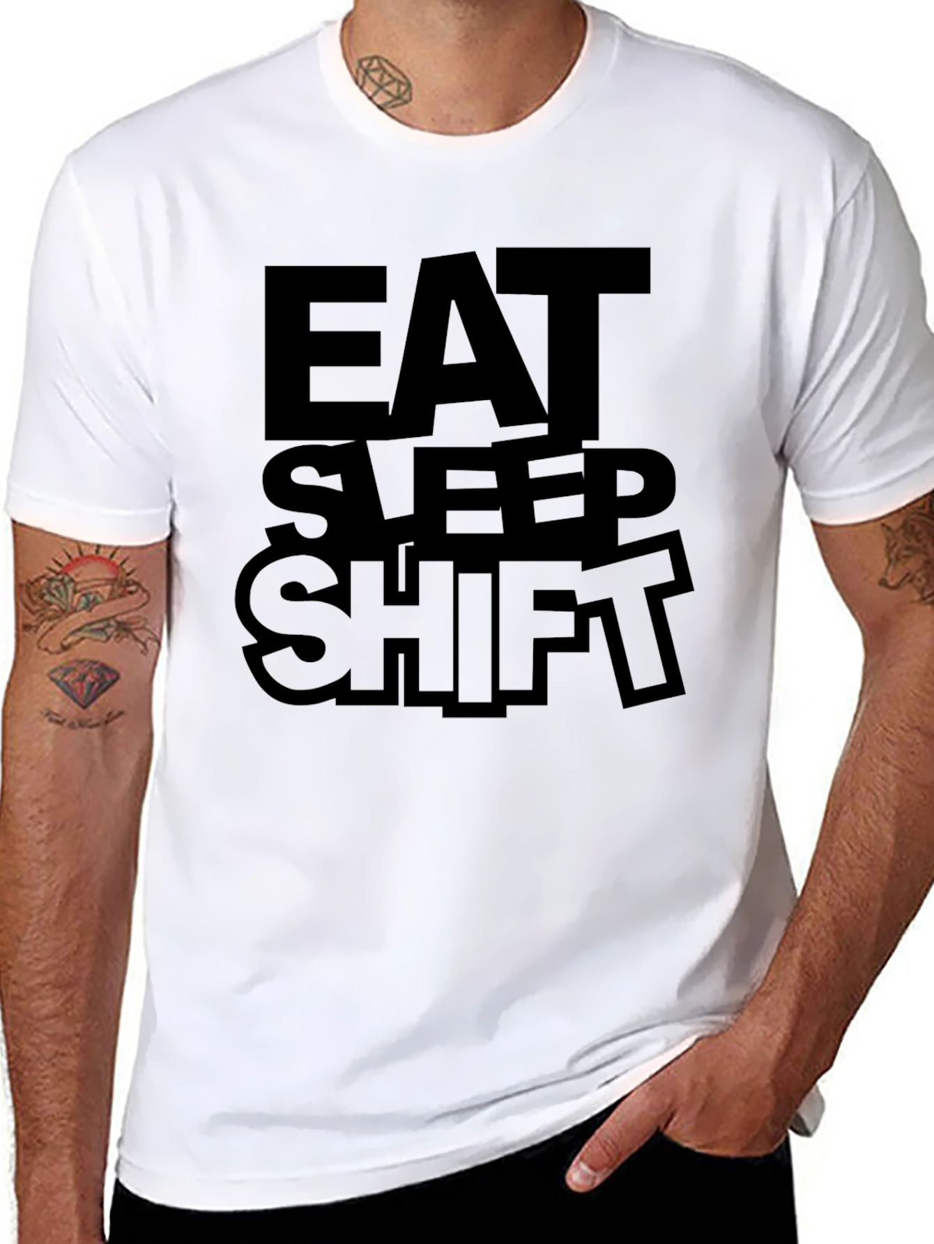 Eat Sleep Shift Graphic Tee - Black