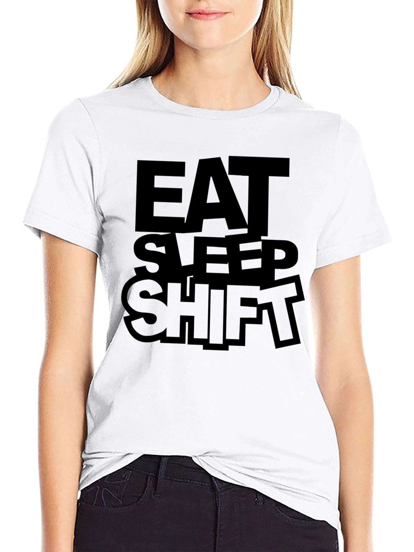 Eat Sleep Shift Graphic Tee - Black