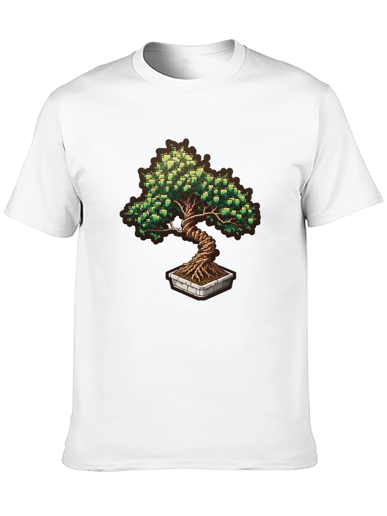 Pixel Art Bonsai Tree Graphic T-Shirt