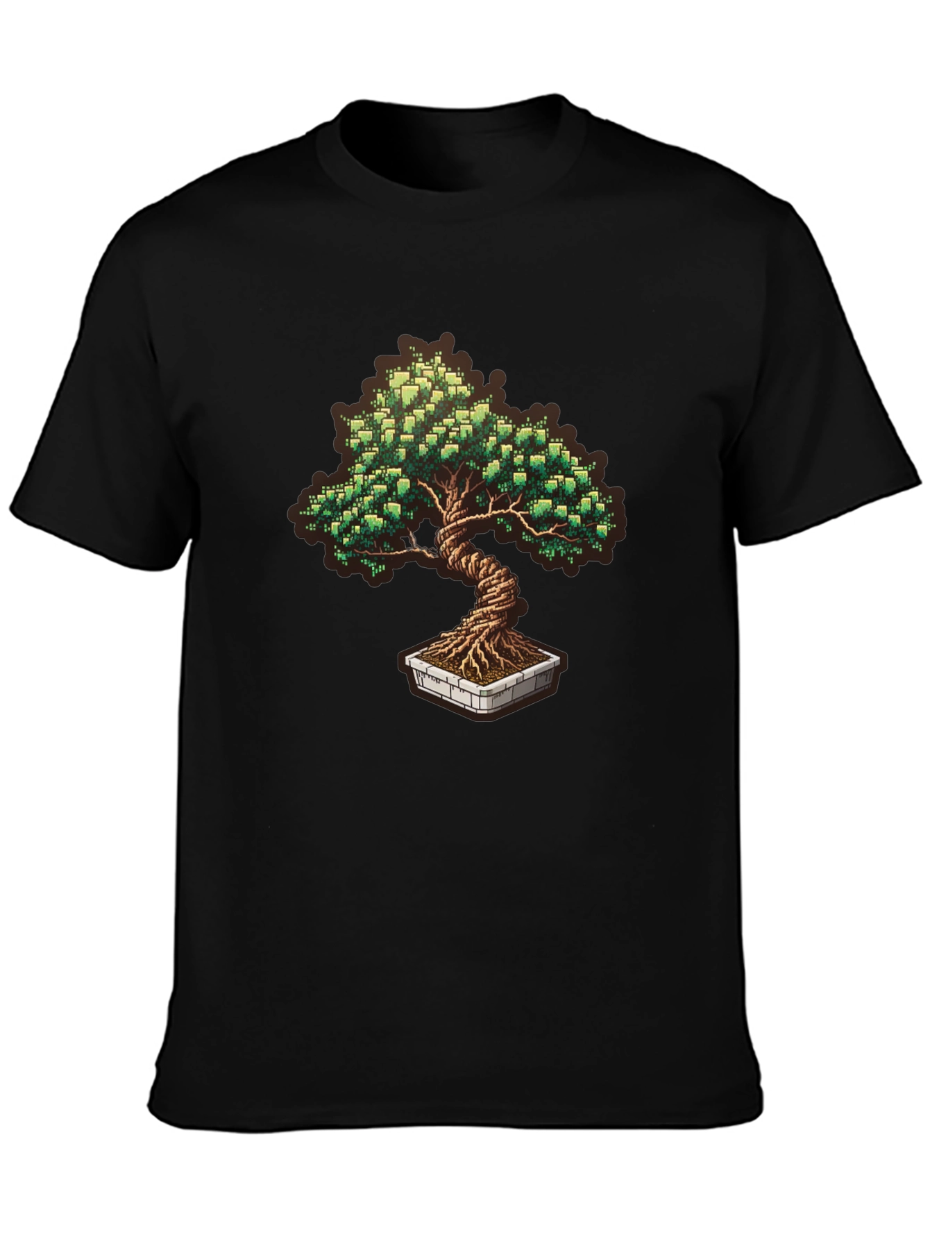 Pixel Art Bonsai Tree Graphic T-Shirt