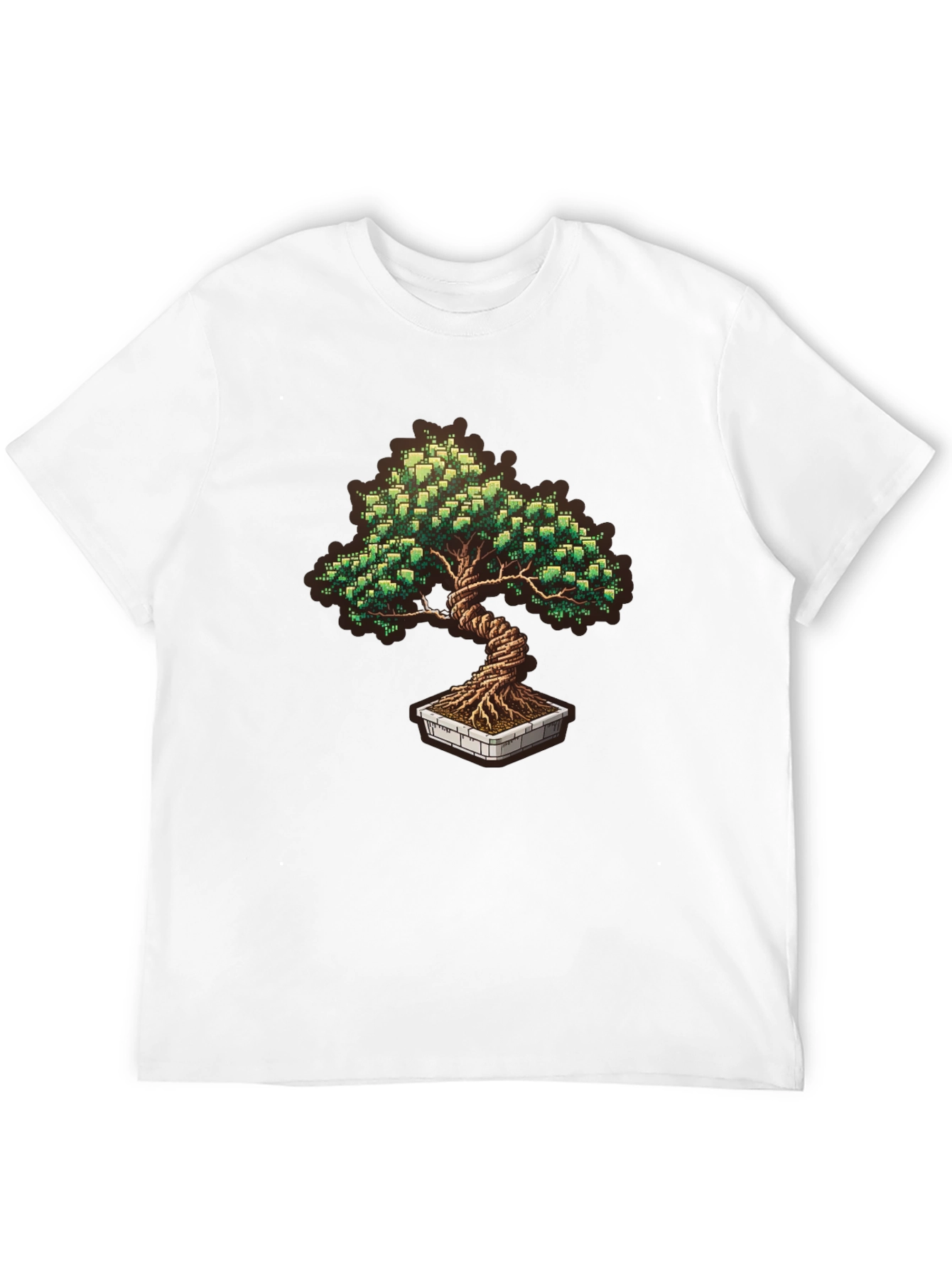 Pixel Art Bonsai Tree Graphic T-Shirt