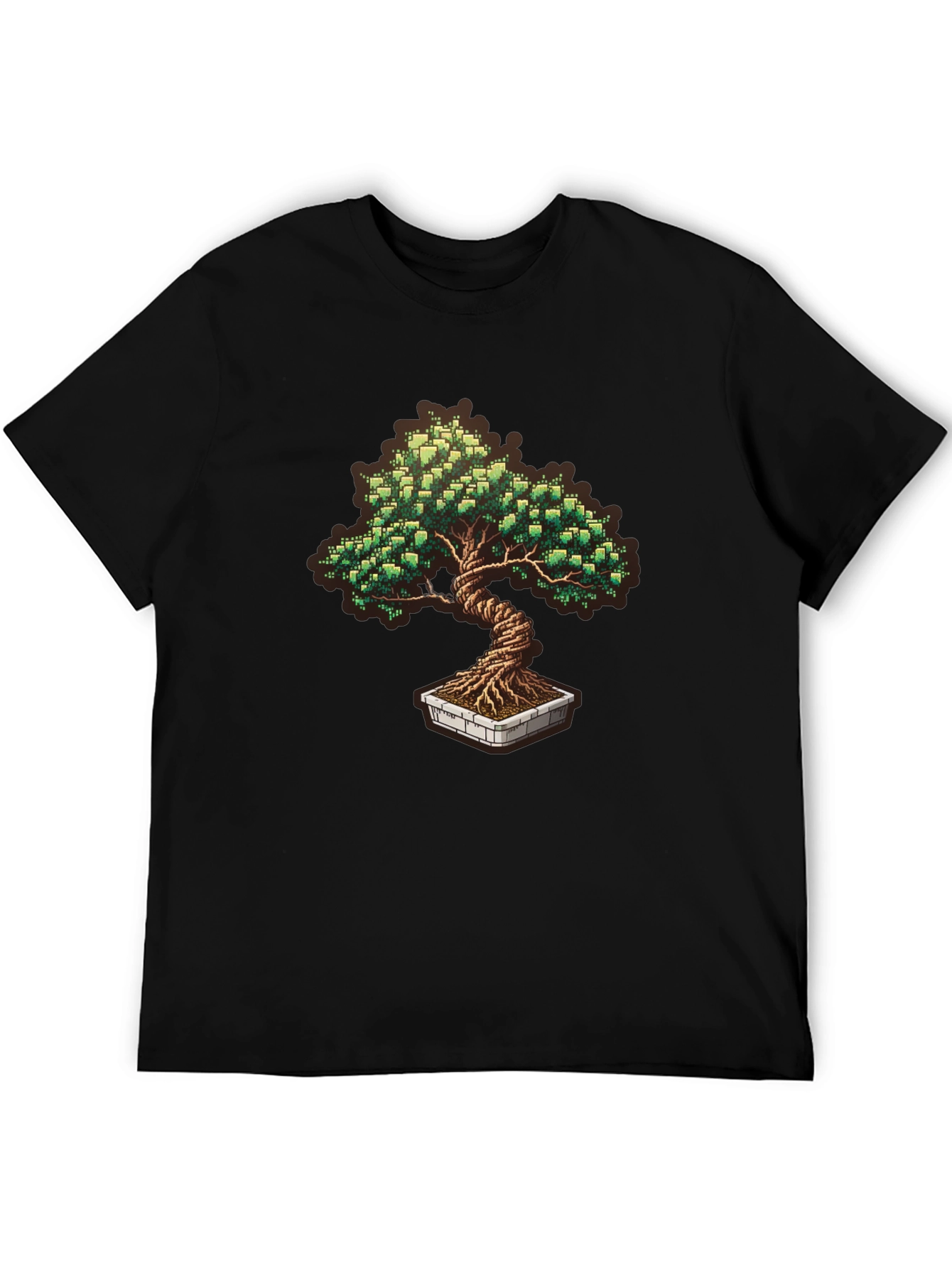 Pixel Art Bonsai Tree Graphic T-Shirt
