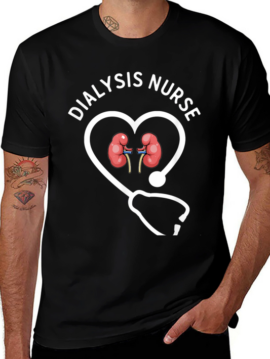 Dialysis Nurse Heart Stethoscope Graphic T-Shirt