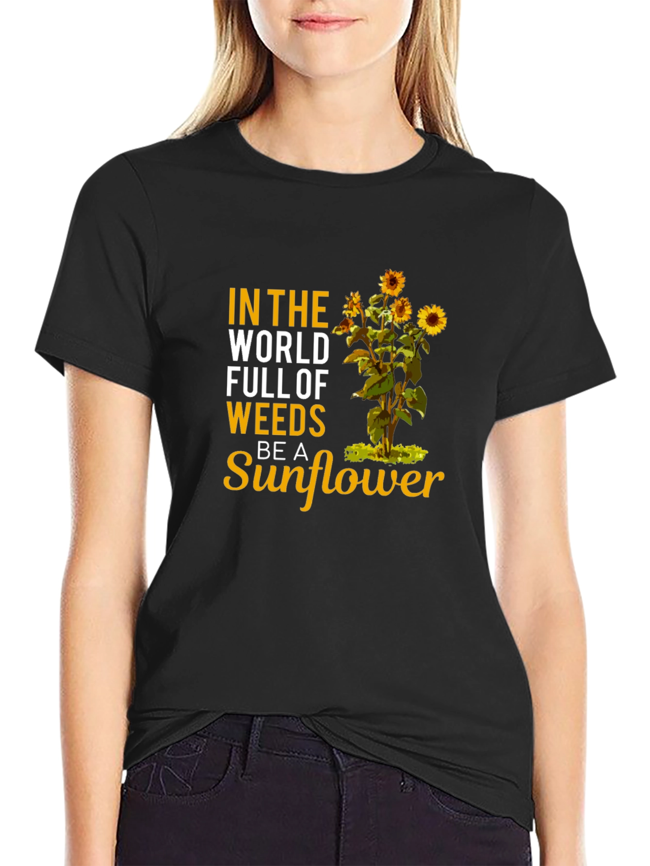 Be a Sunflower Graphic T-Shirt - Black