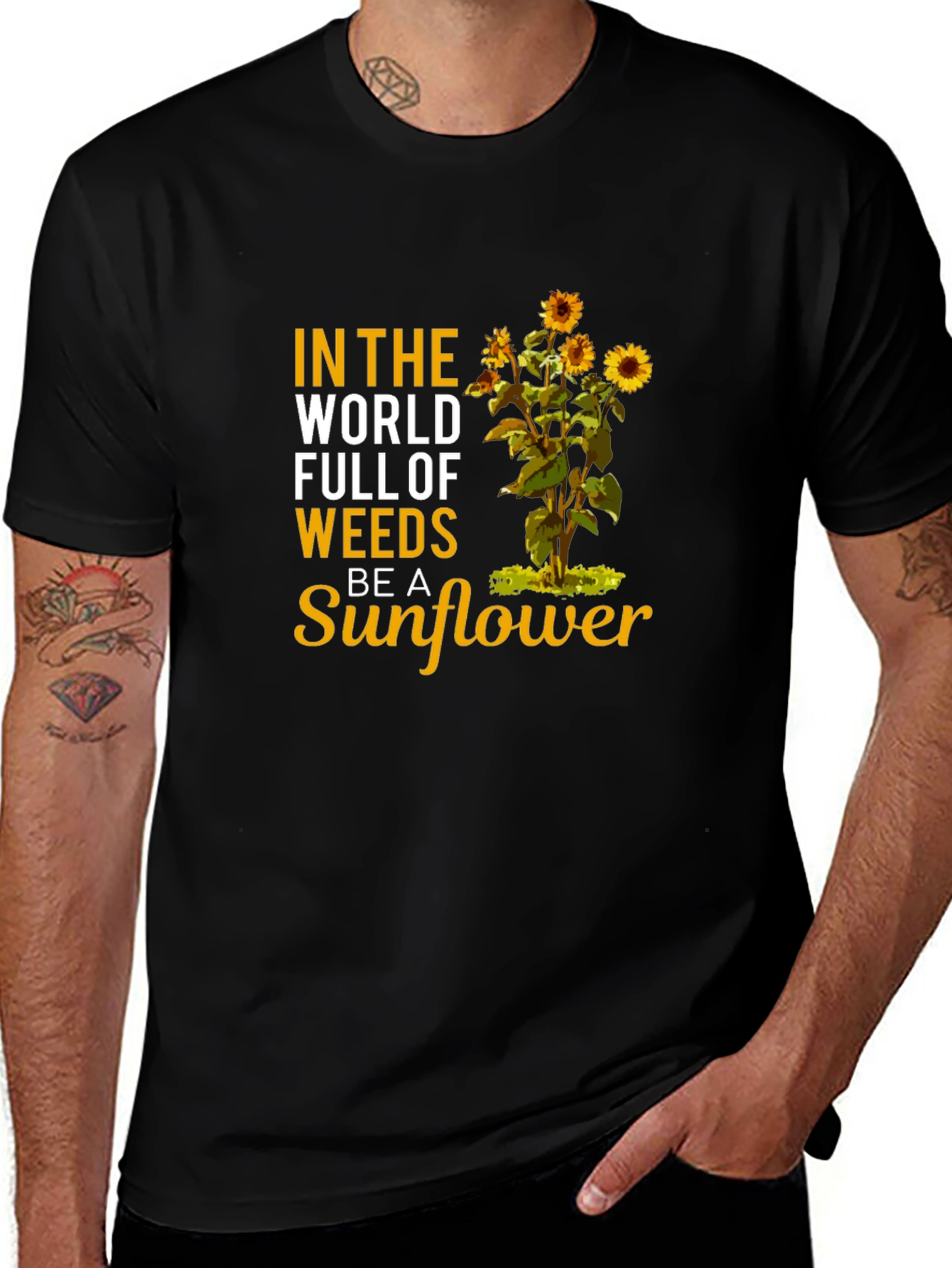 Be a Sunflower Graphic T-Shirt - Black