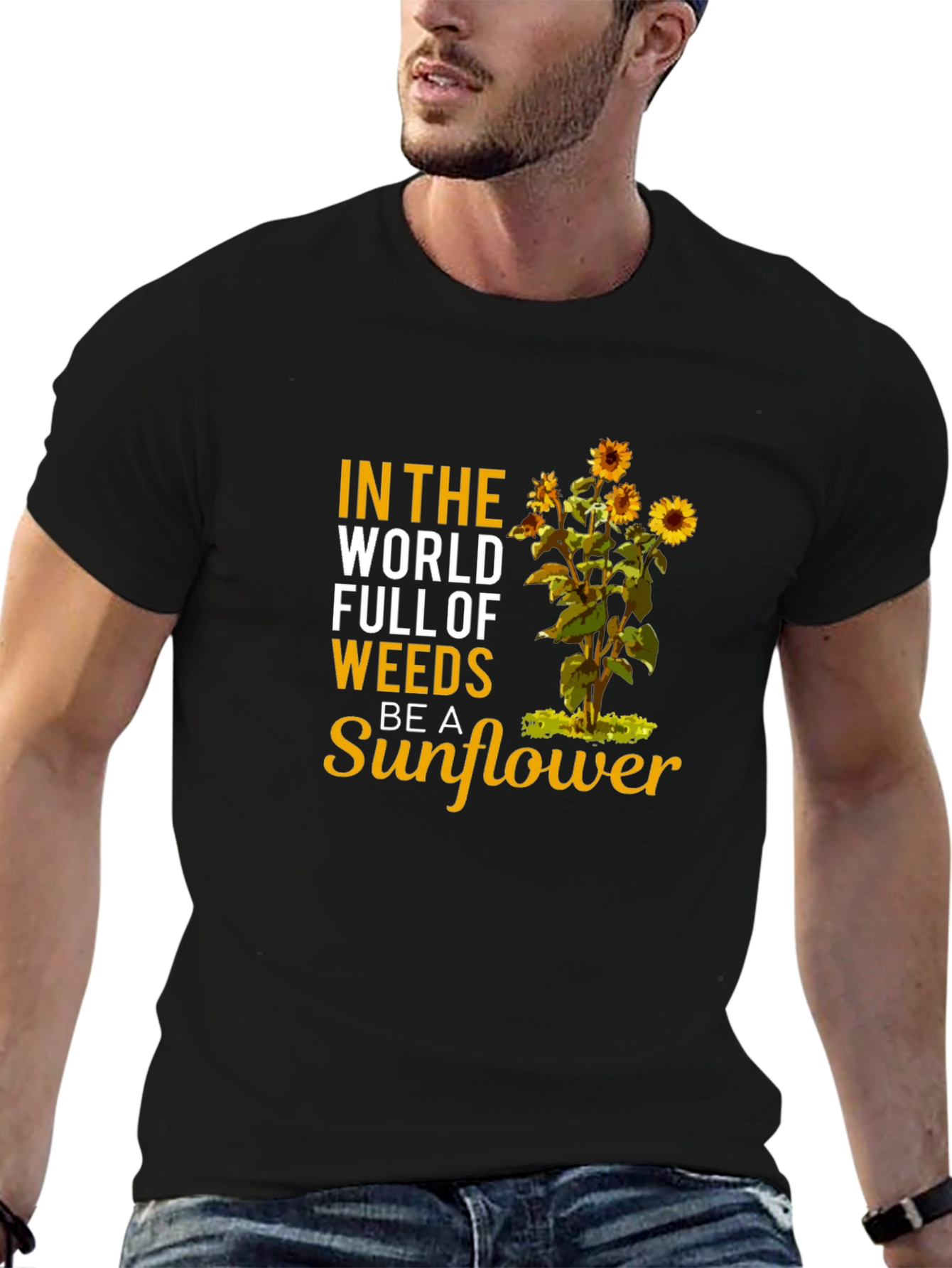 Be a Sunflower Graphic T-Shirt - Black