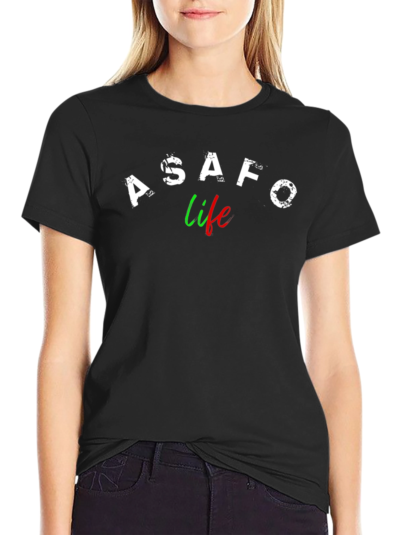 ASAFO Life Graphic Tee - Stylish Black T-Shirt