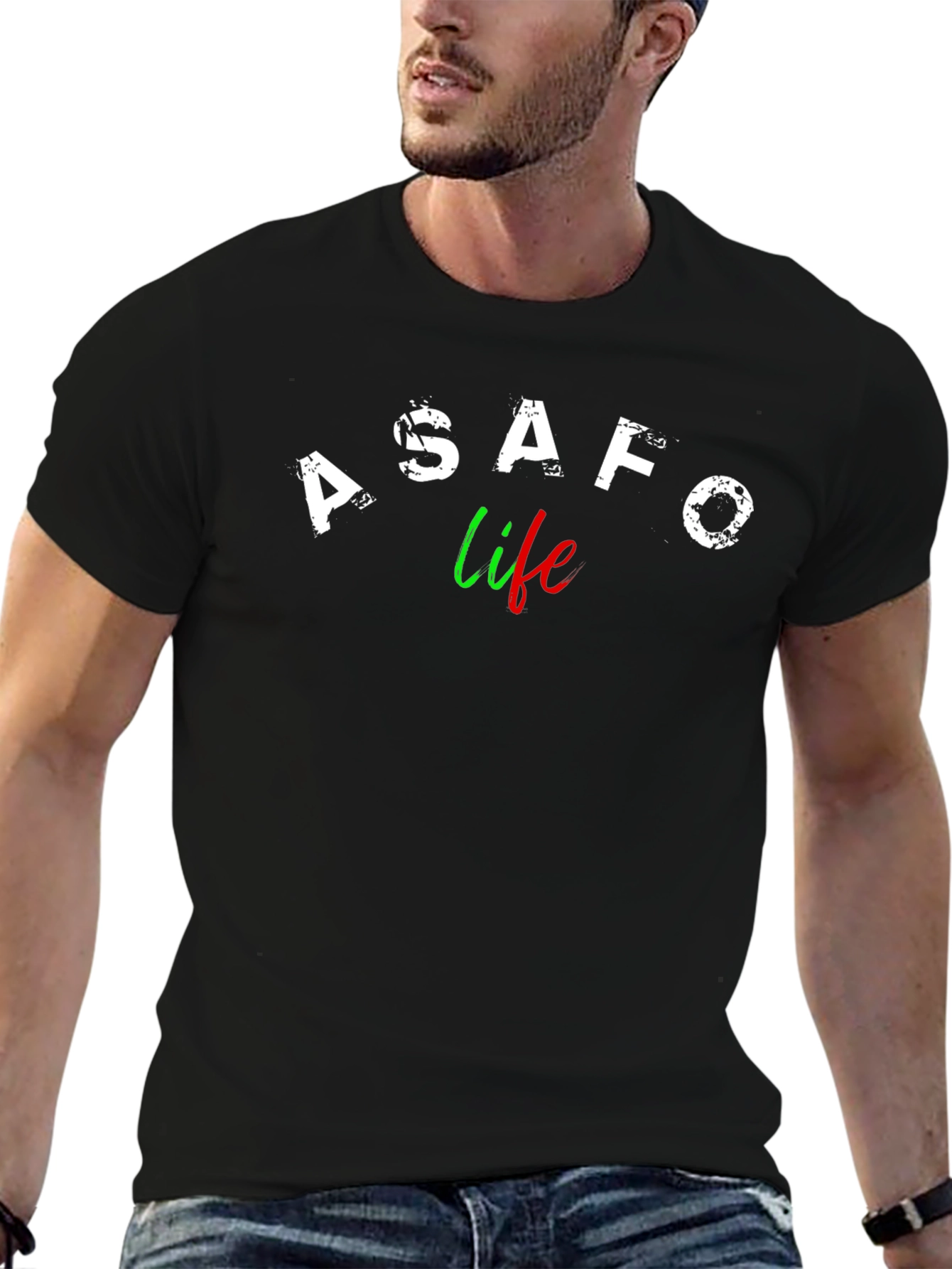 ASAFO Life Graphic Tee - Stylish Black T-Shirt