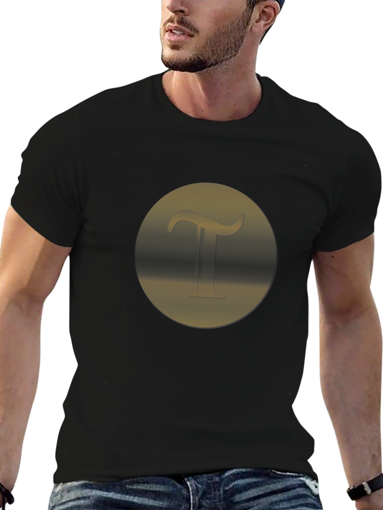 Stylish Black T-Shirt with Initial T Design
