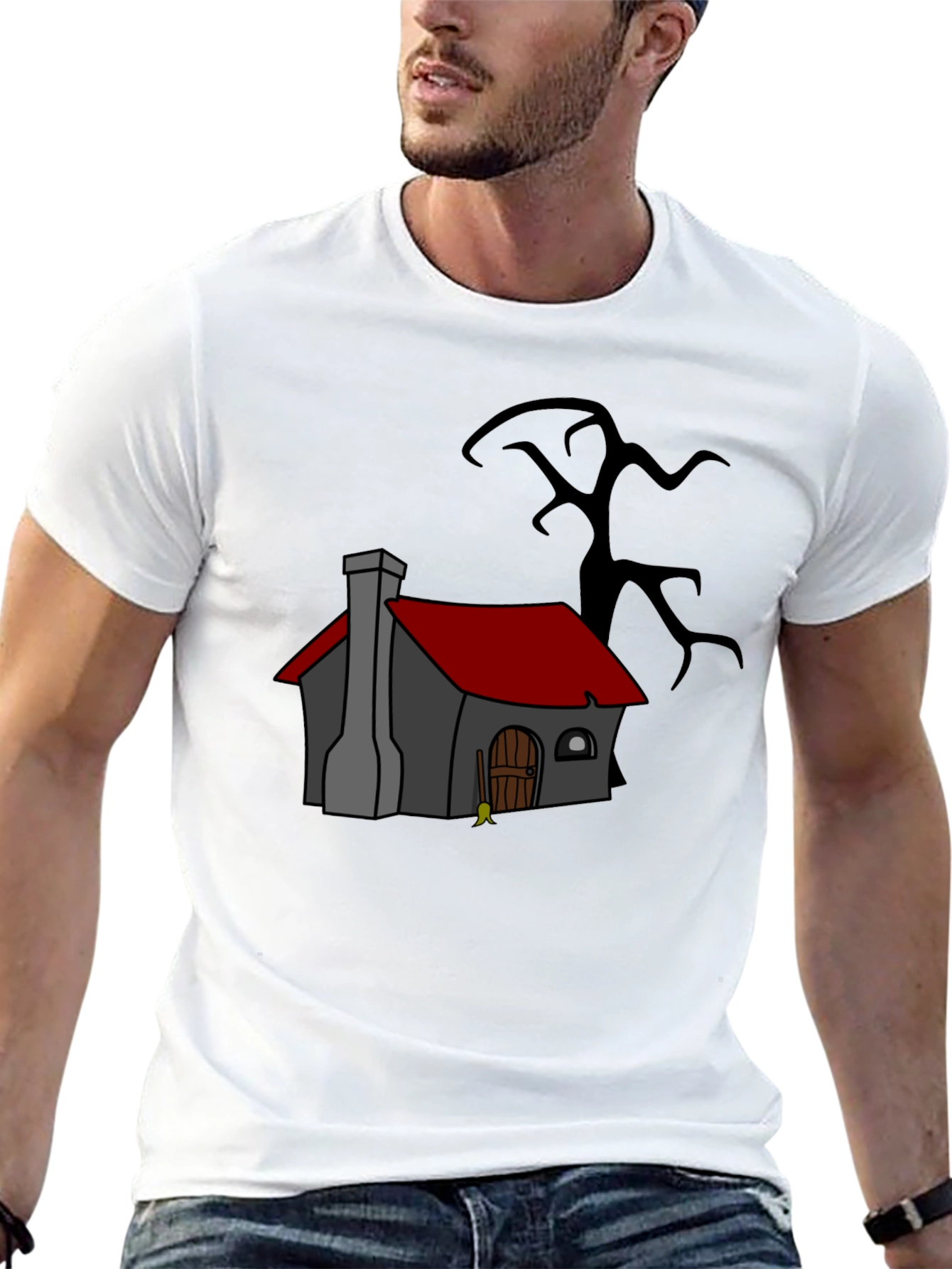 Cartoon House Black T-Shirt