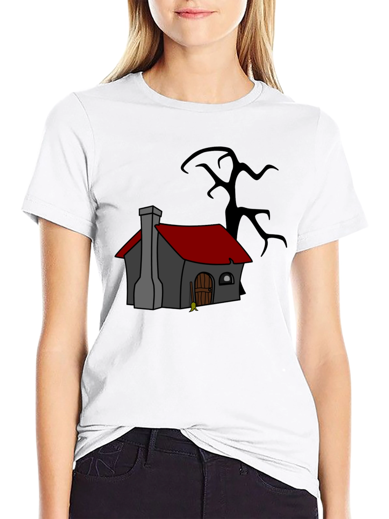 Cartoon House Black T-Shirt