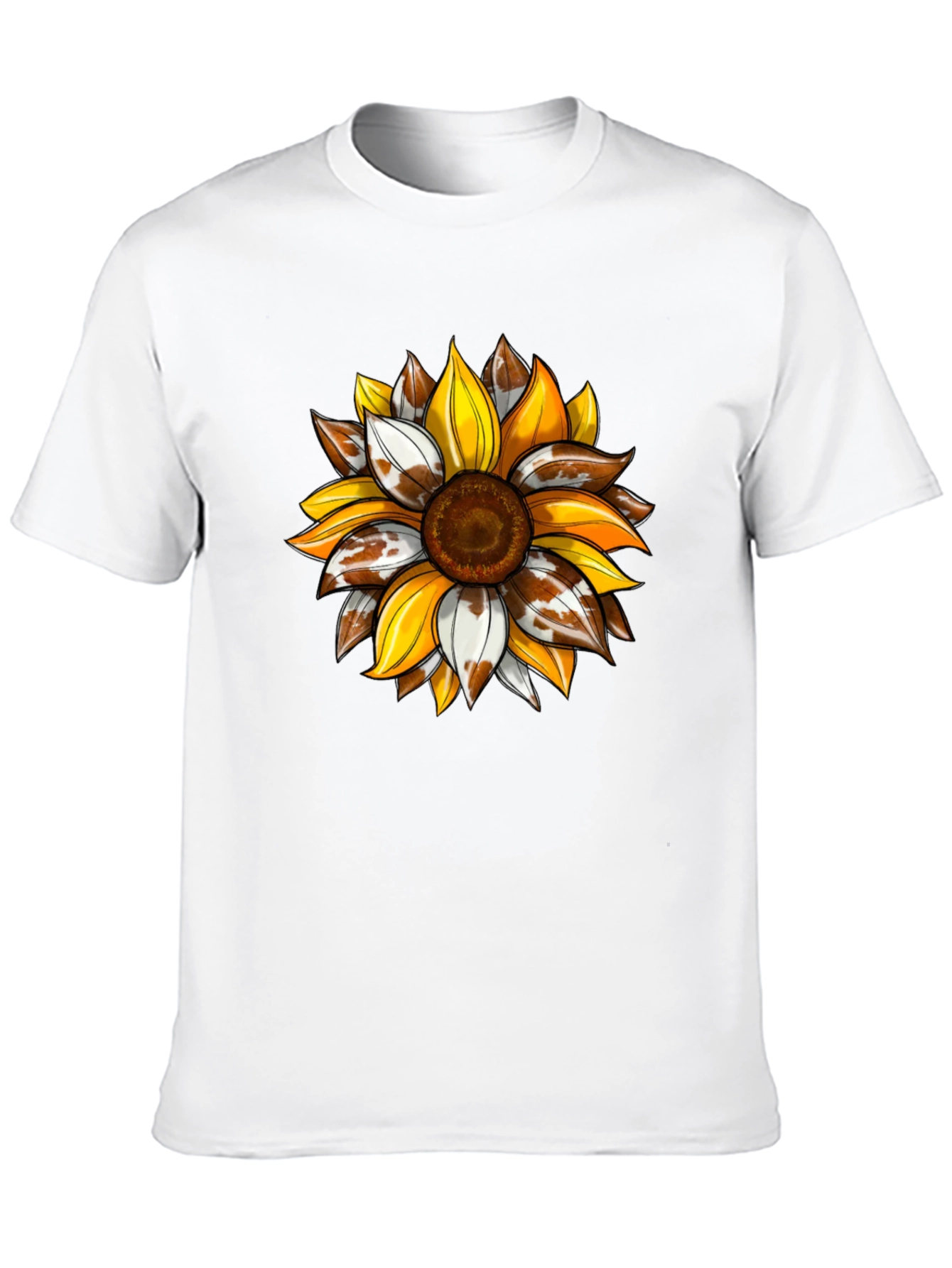 Sunflower Cow Print Graphic Tee - Black
