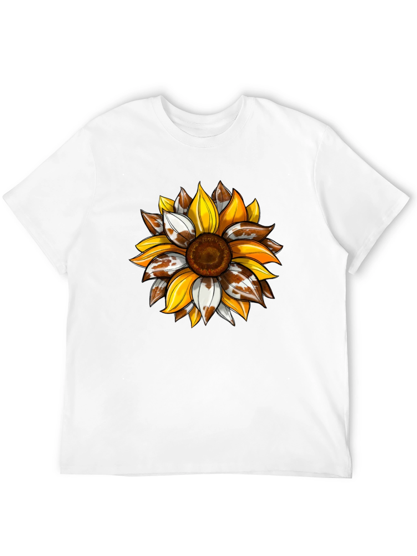 Sunflower Cow Print Graphic Tee - Black