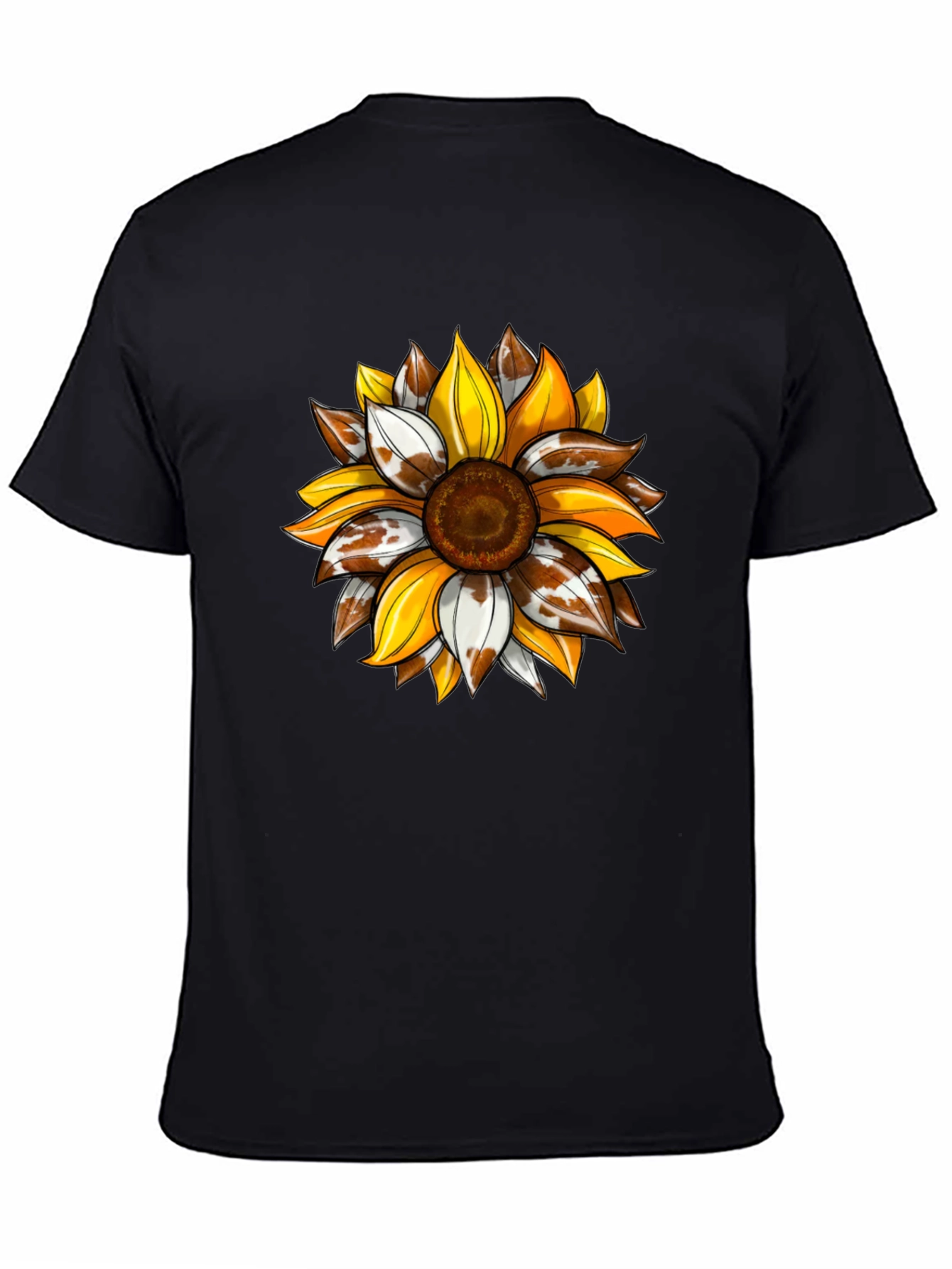 Sunflower Cow Print Graphic Tee - Black