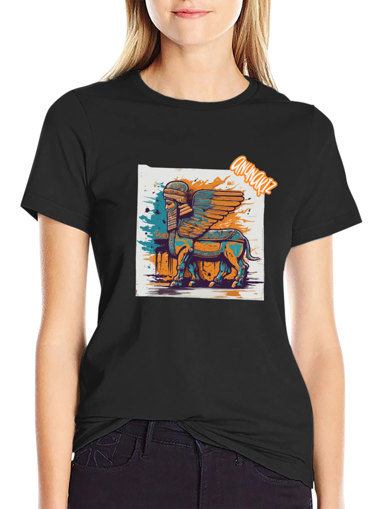 Winged Bull Graphic Tee - Mesopotamian Art Shirt