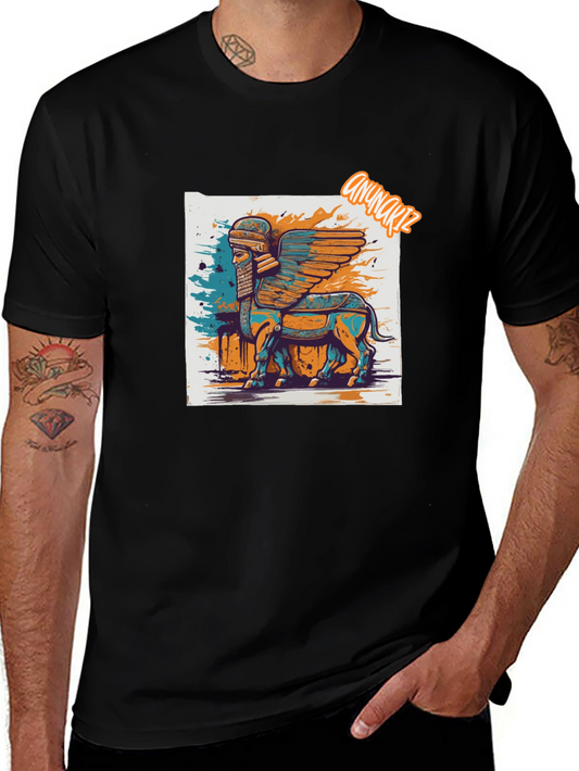 Winged Bull Graphic Tee - Mesopotamian Art Shirt