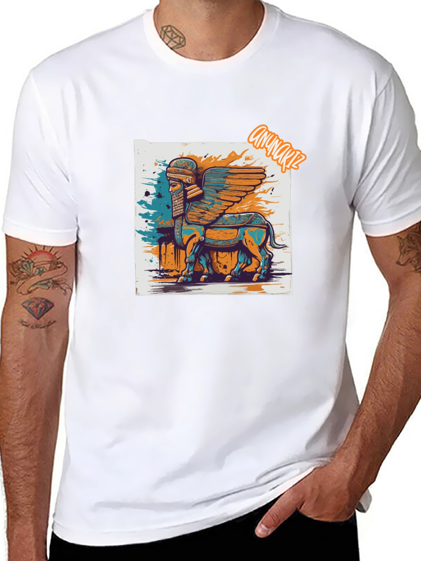 Winged Bull Graphic Tee - Mesopotamian Art Shirt