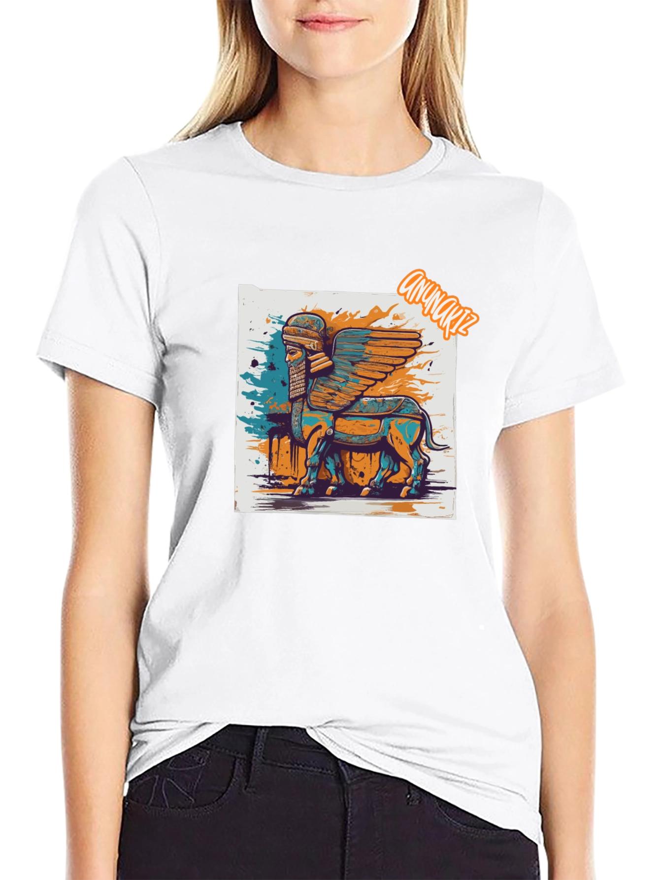 Winged Bull Graphic Tee - Mesopotamian Art Shirt