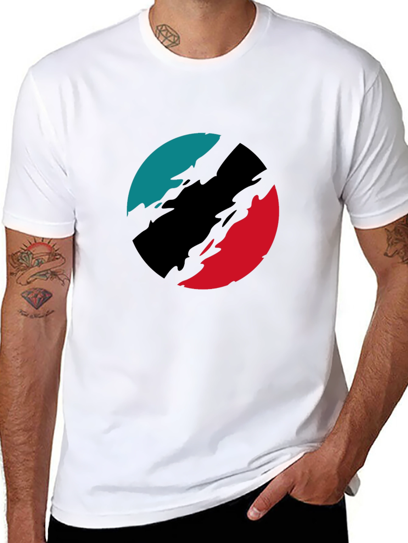 Abstract Circle Graphic Black T-Shirt