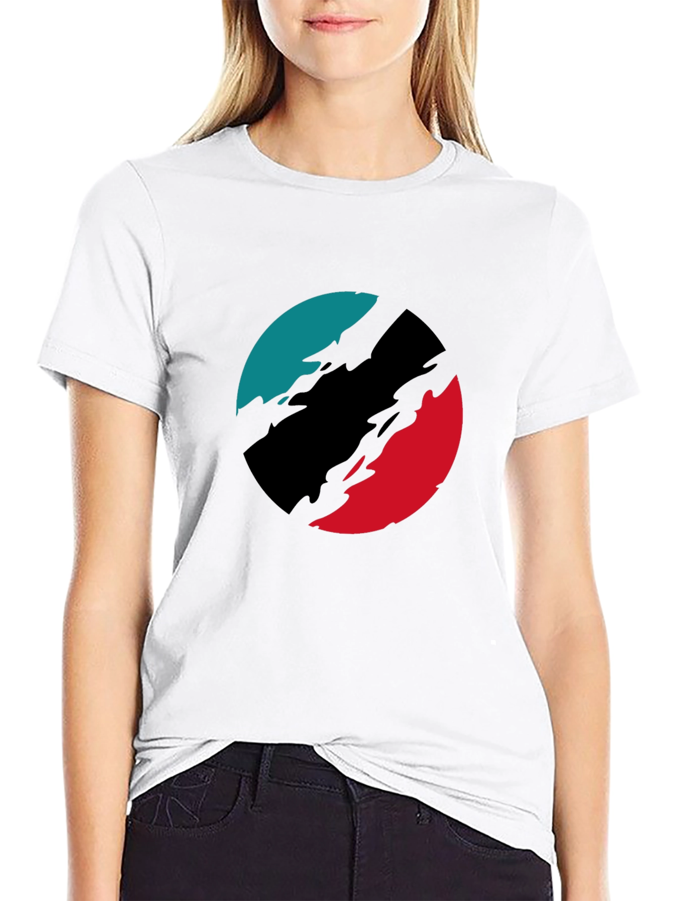 Abstract Circle Graphic Black T-Shirt