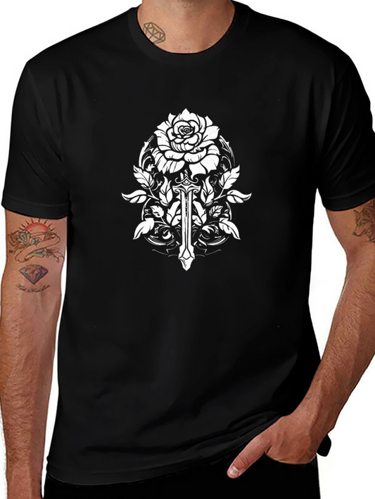 Rose and Sword Black T-Shirt