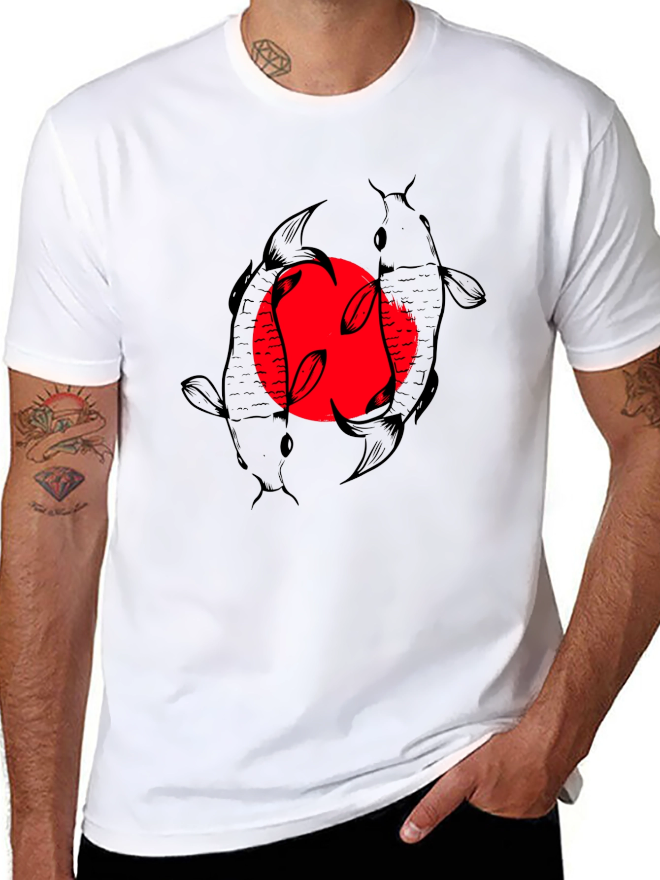 Koi Fish Graphic T-Shirt - Black Stylish Design