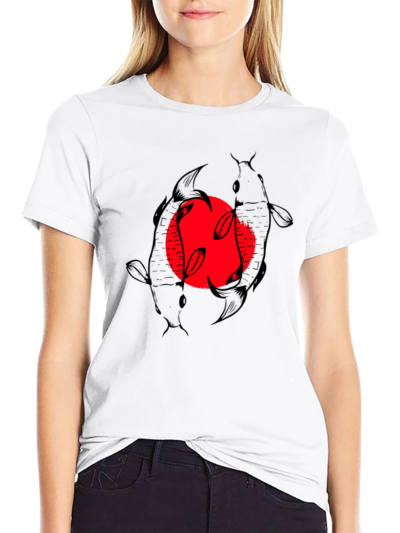 Koi Fish Graphic T-Shirt - Black Stylish Design