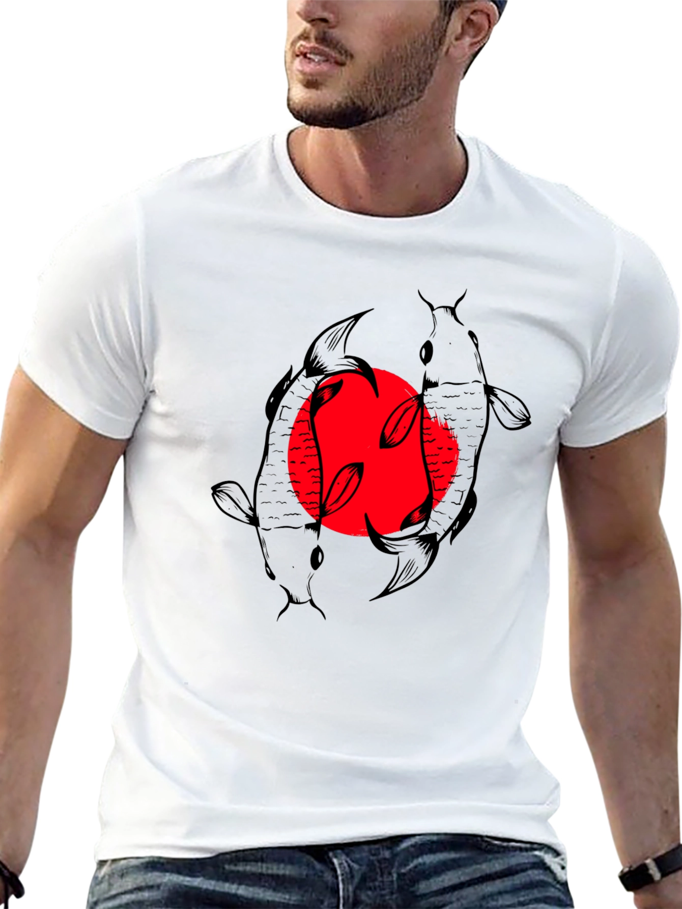Koi Fish Graphic T-Shirt - Black Stylish Design